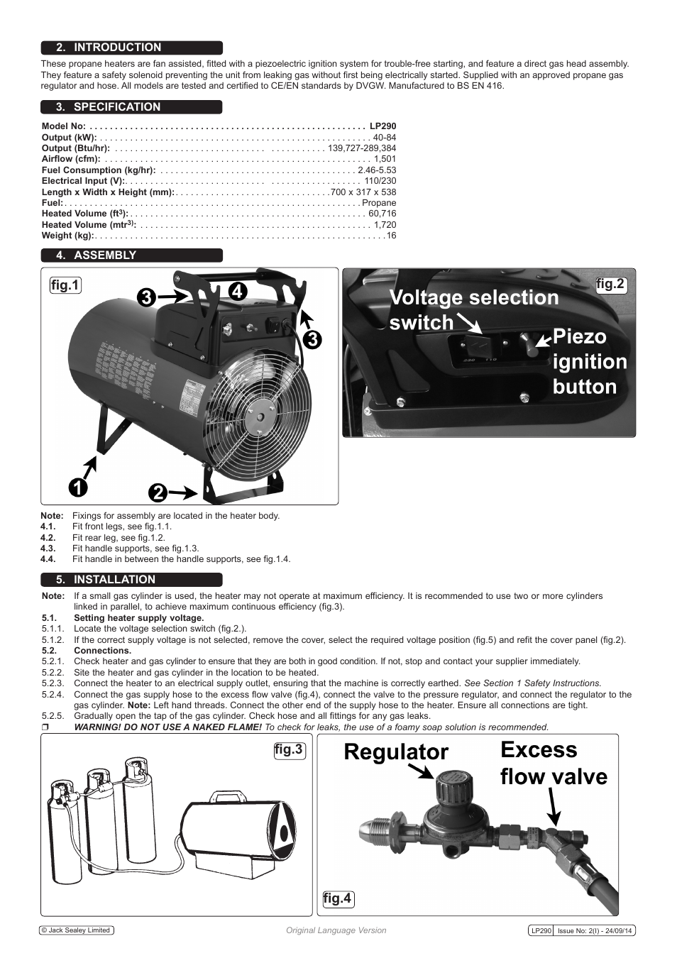Fig.1 fig.2, Fig.3 fig.4 | Sealey LP290 User Manual | Page 2 / 4