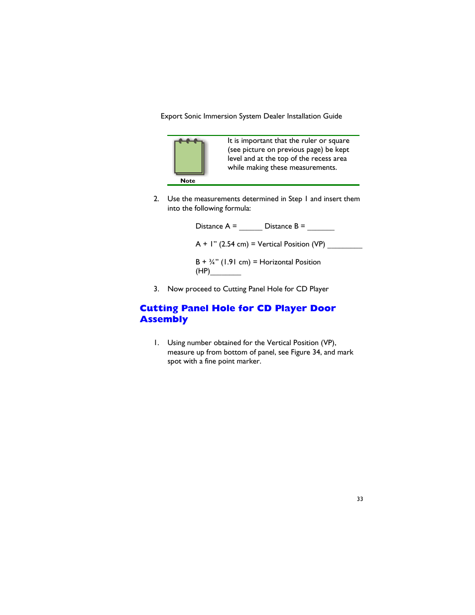Cutting panel hole for cd player door assembly | Dimension One Spas 01510-1030E Rev A User Manual | Page 37 / 54