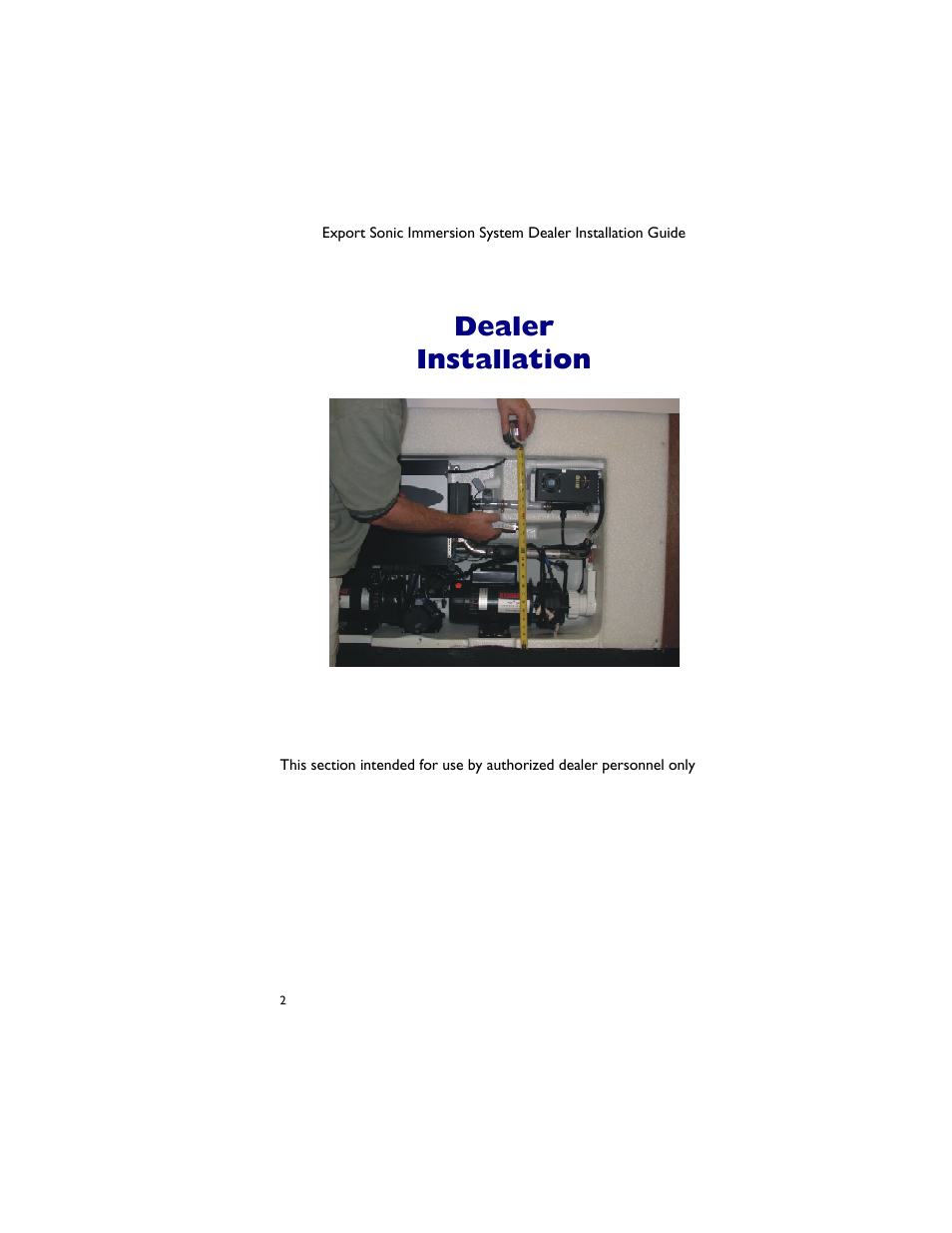 Dealer installation | Dimension One Spas 01510-1030E Rev A User Manual | Page 6 / 54
