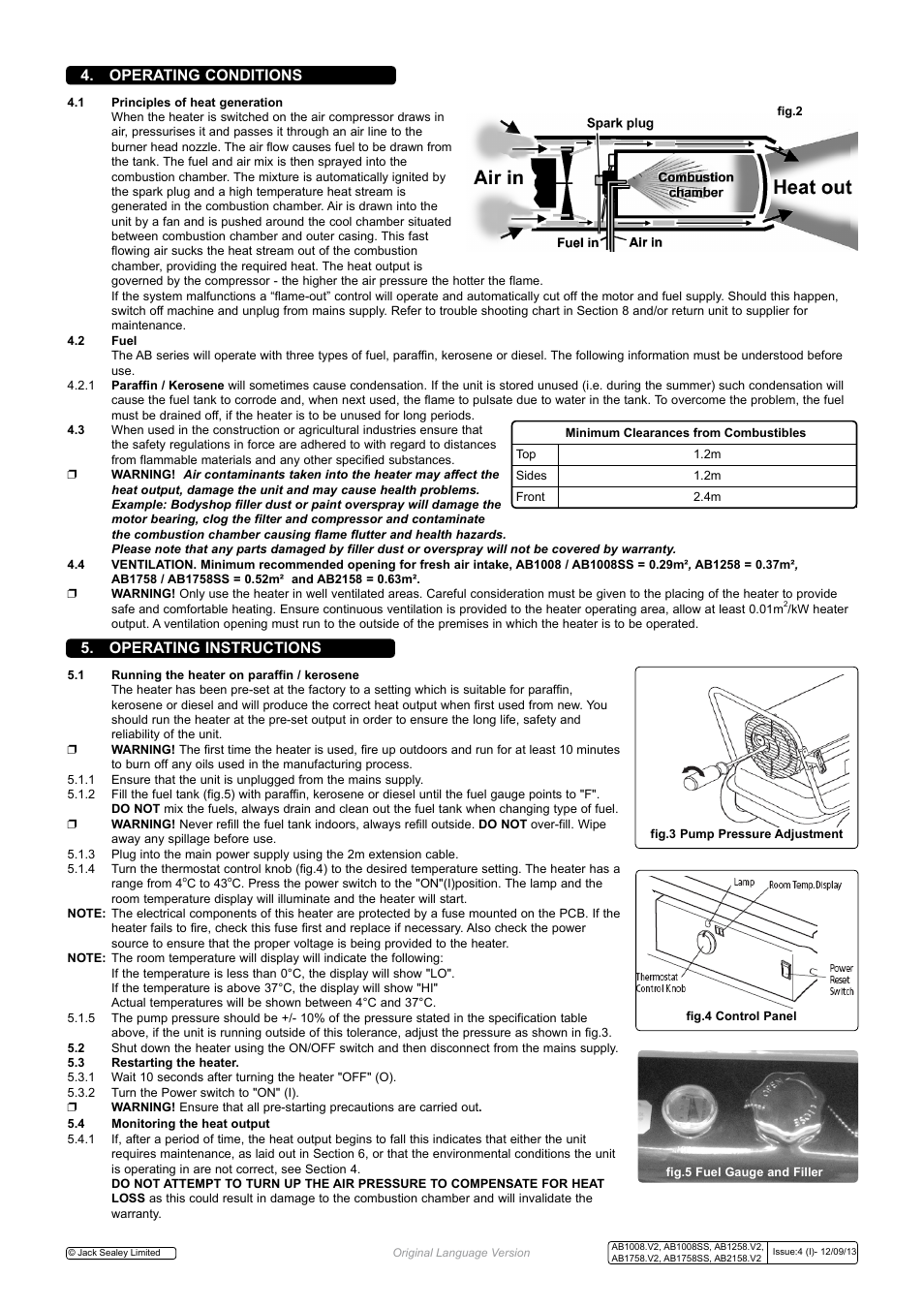 Operating conditions, Operating instructions | Sealey AB1008 User Manual | Page 3 / 6
