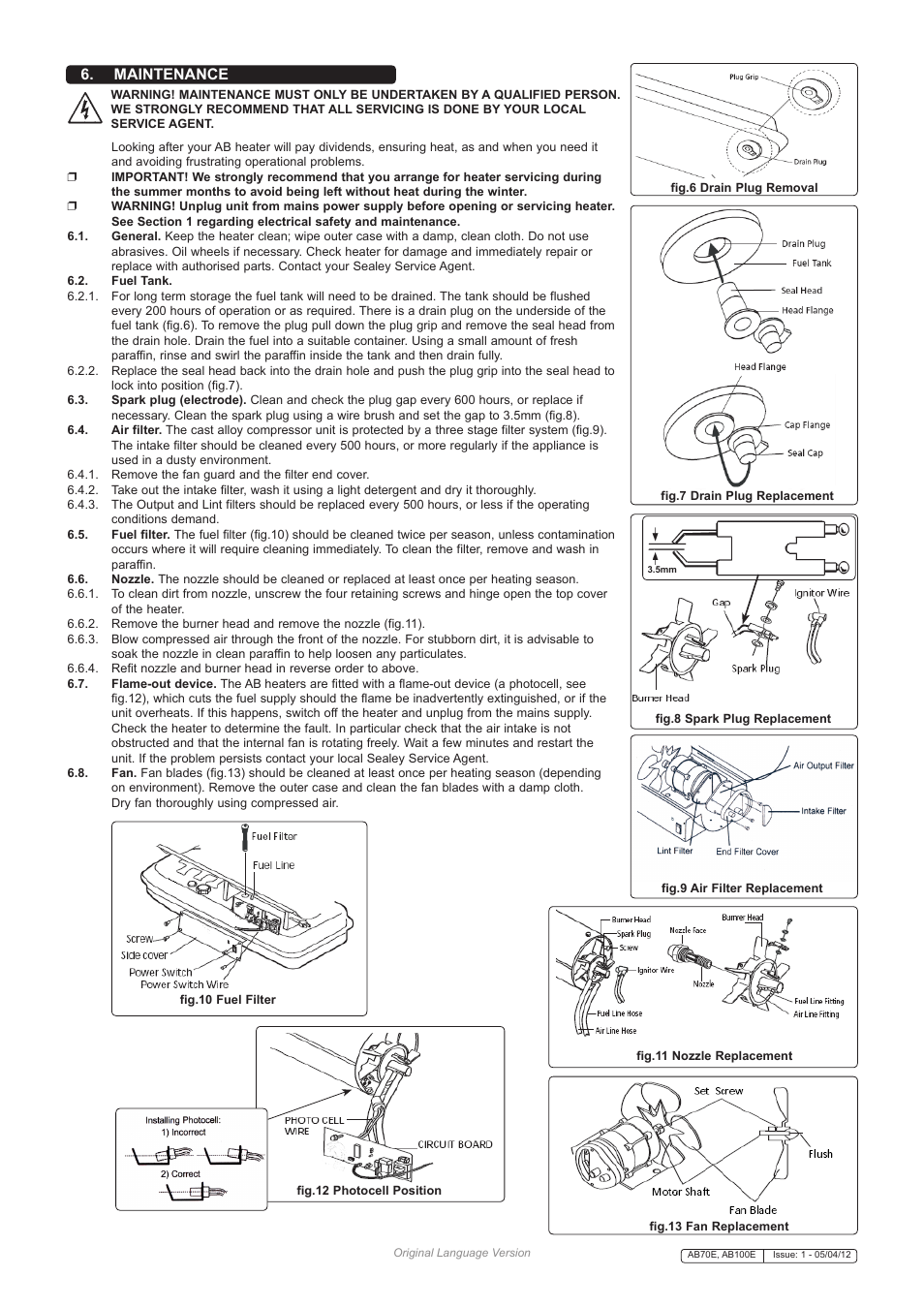 Maintenance | Sealey AB100E User Manual | Page 4 / 6