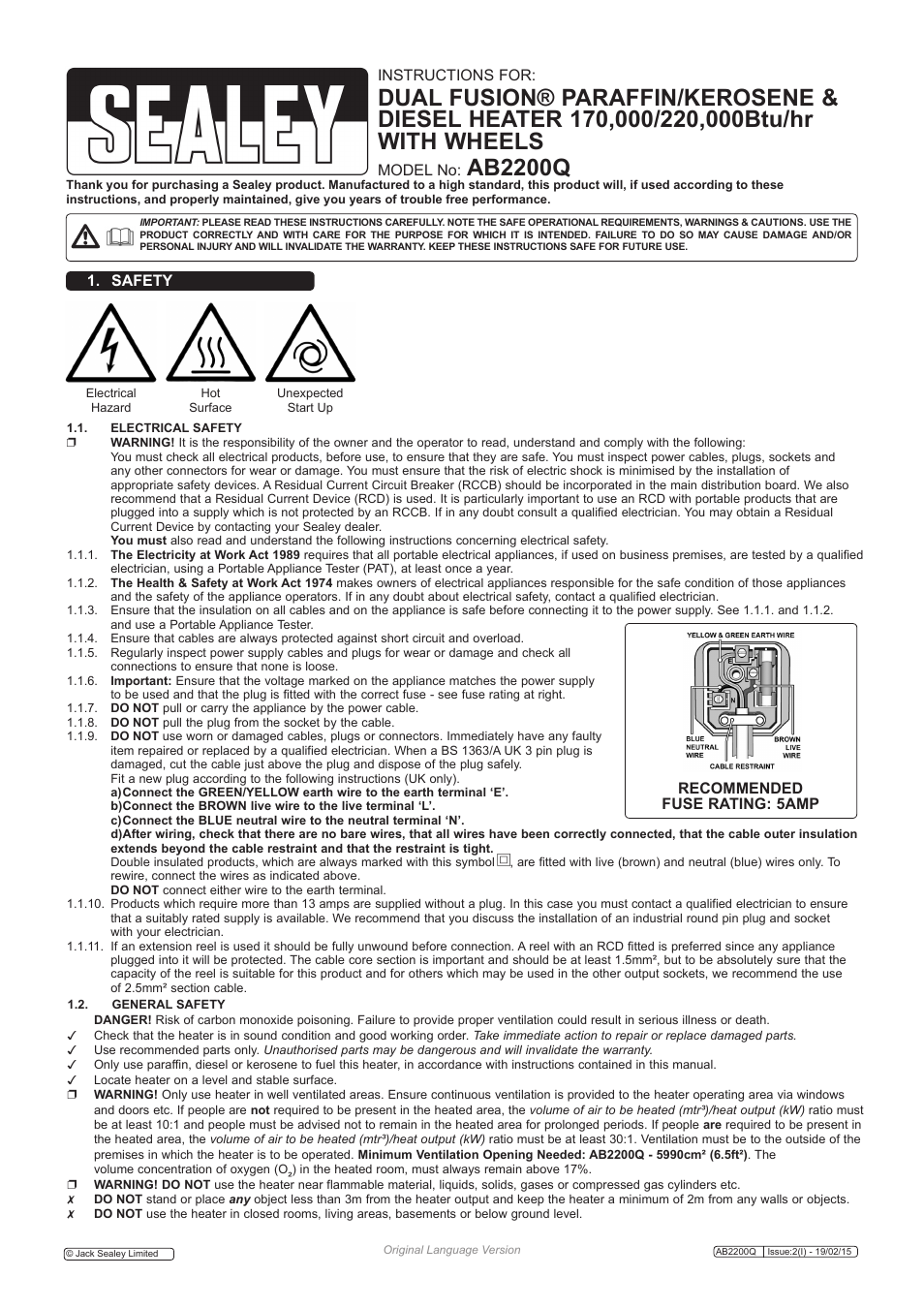 Sealey AB2200Q User Manual | 6 pages