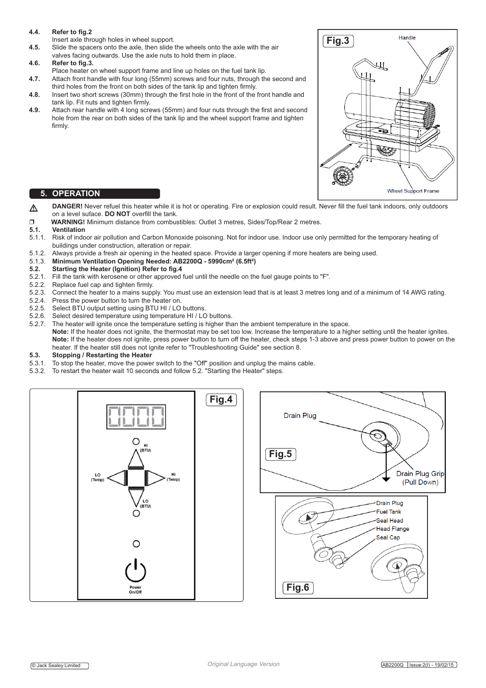 Fig.3 fig.4 fig.5 fig.6, Operation | Sealey AB2200Q User Manual | Page 3 / 6