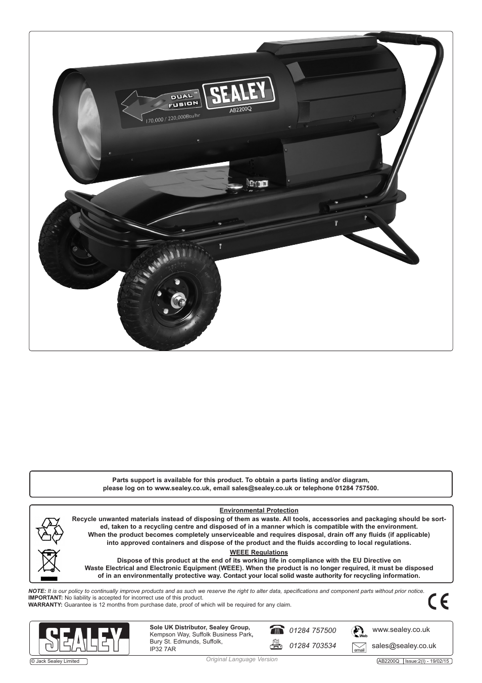 Sealey AB2200Q User Manual | Page 6 / 6