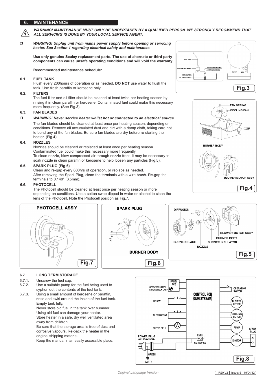 Fig.5 fig.7, Fig.6 fig.8 fig.4 fig.3, Maintenance | Sealey IR20 User Manual | Page 4 / 5