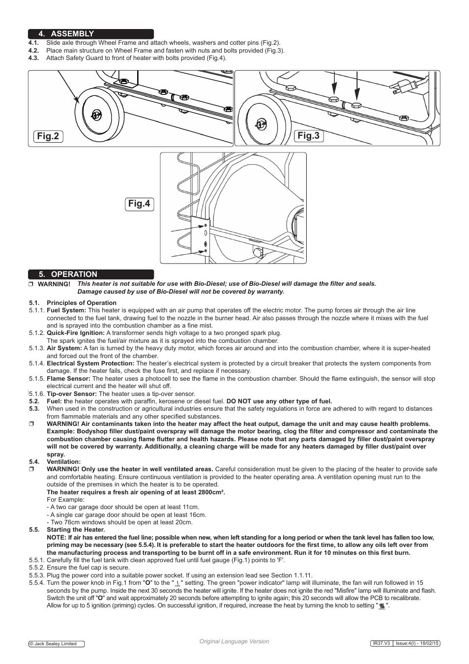 Fig.2 fig.4 fig.3, Assembly 5. operation | Sealey IR37 User Manual | Page 3 / 5