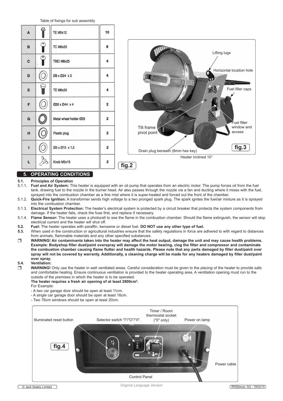 Fig.3 fig.2 fig.4, Operating conditions | Sealey IR55 User Manual | Page 3 / 8