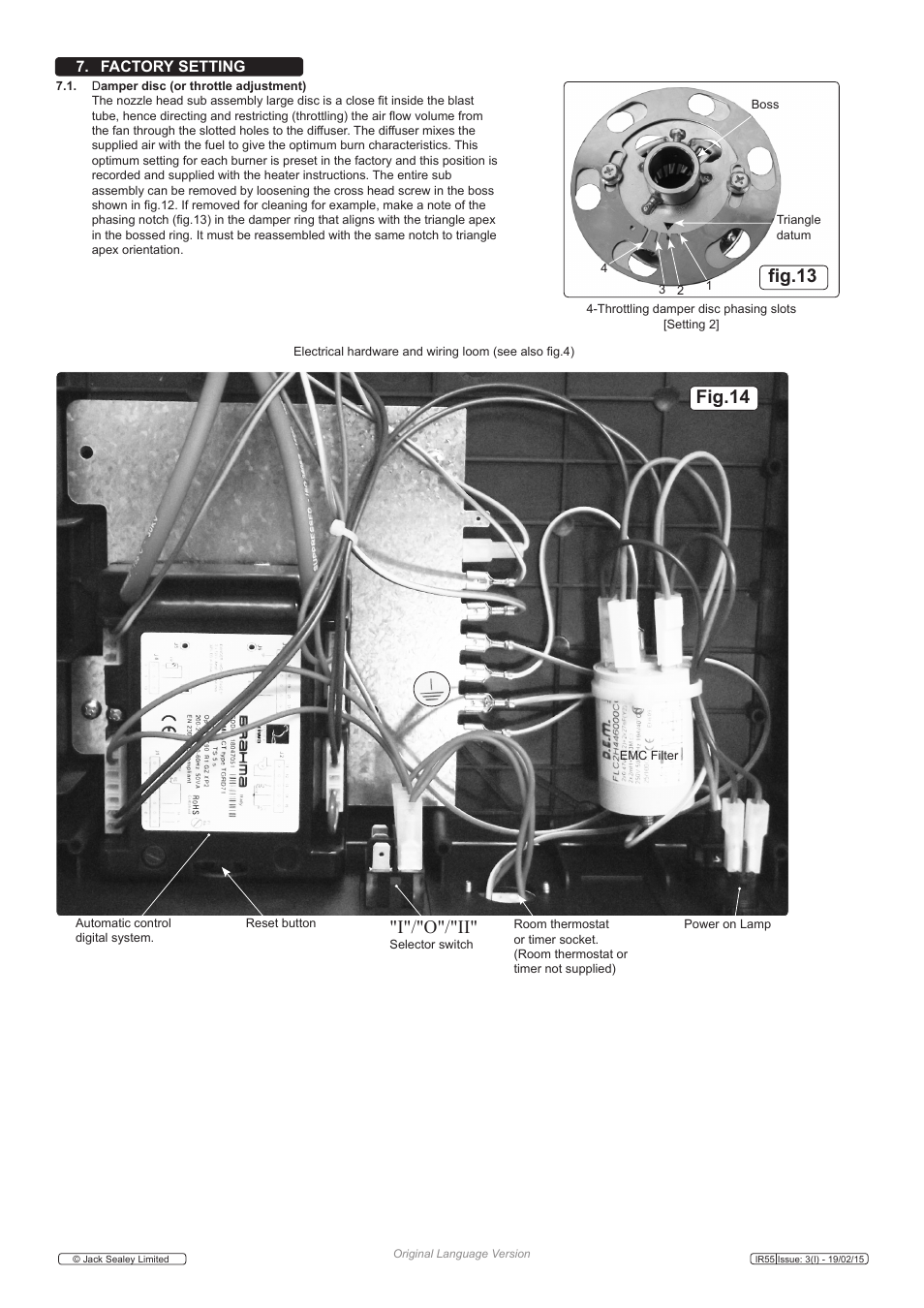 Fig.13, Fig.14, I"/"o"/"ii | Factory setting | Sealey IR55 User Manual | Page 6 / 8