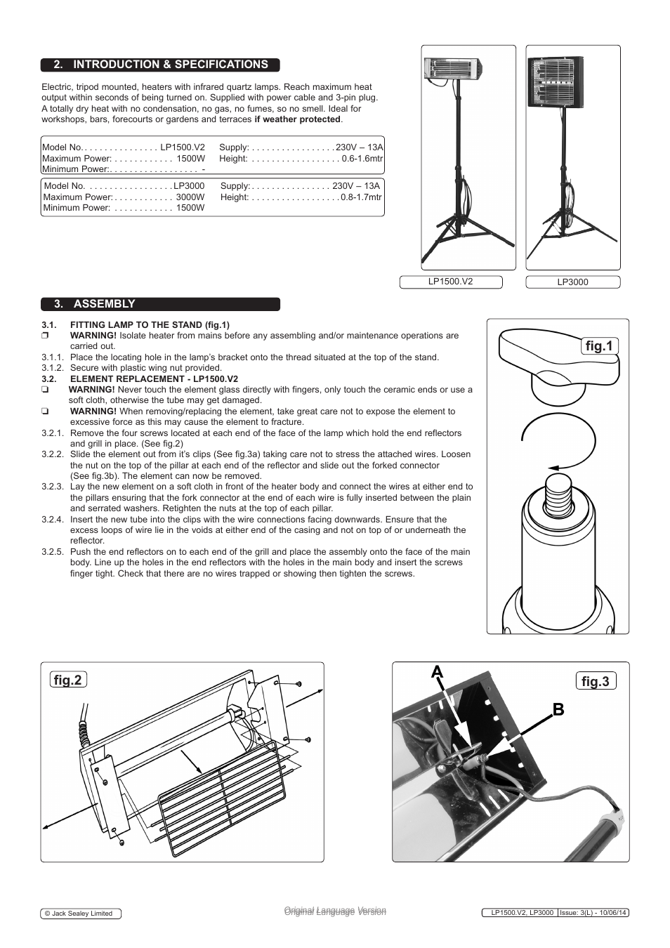 Fig.2, Fig.1 fig.3, Assembly | Introduction & specifications | Sealey LP1500 User Manual | Page 2 / 3