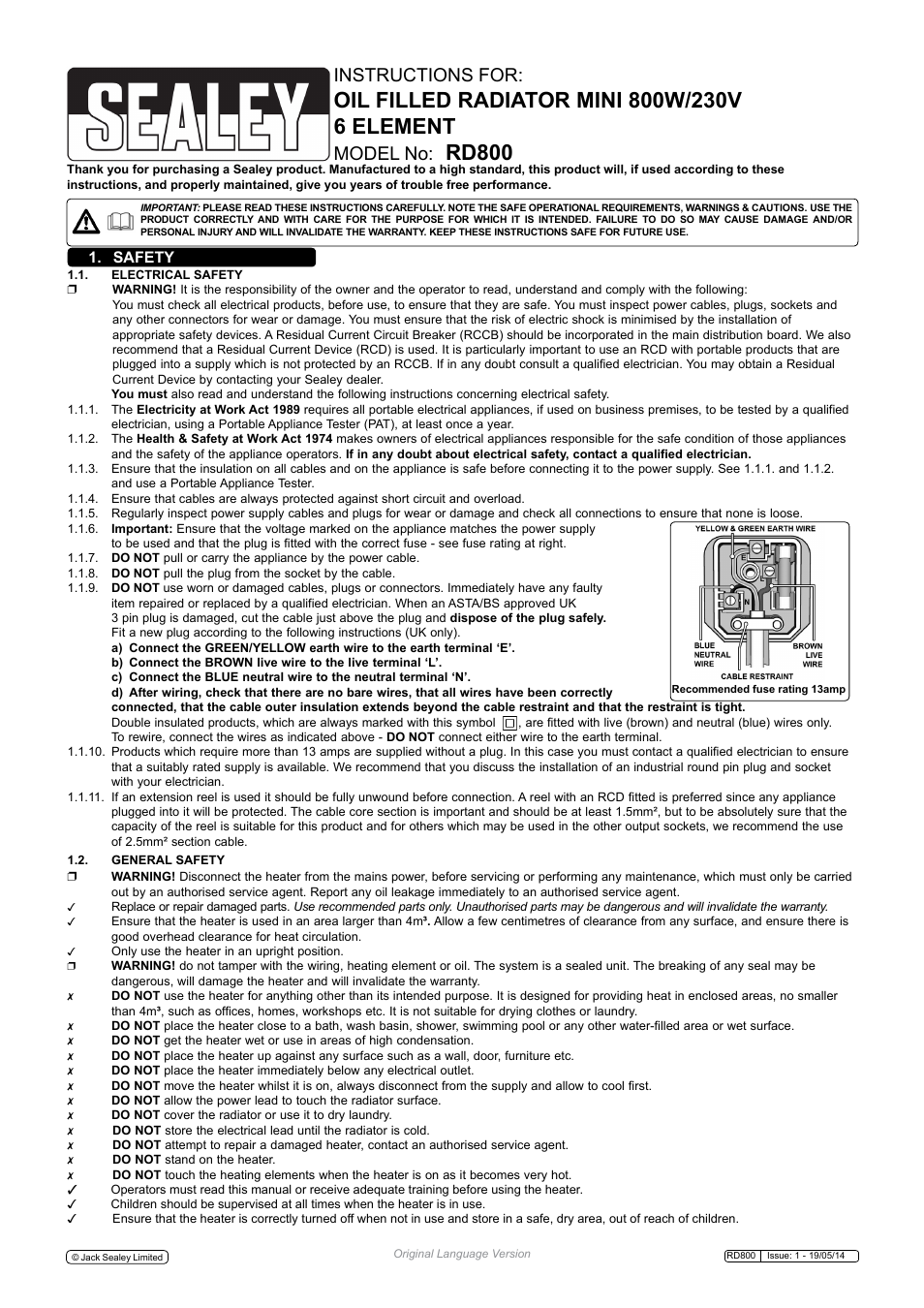 Sealey RD800 User Manual | 2 pages