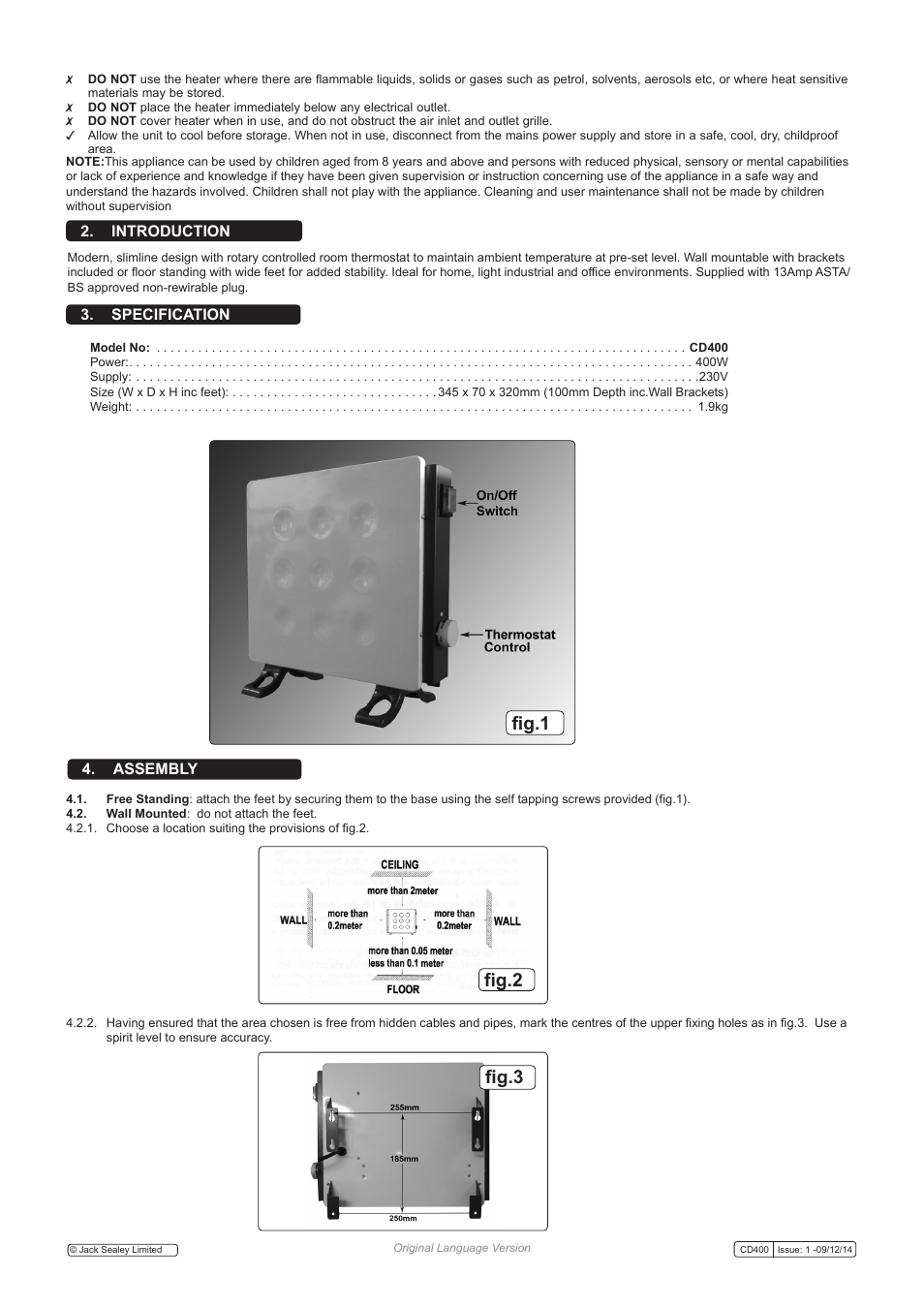 Fig.1 fig.2 fig.3 | Sealey CD400 User Manual | Page 2 / 3