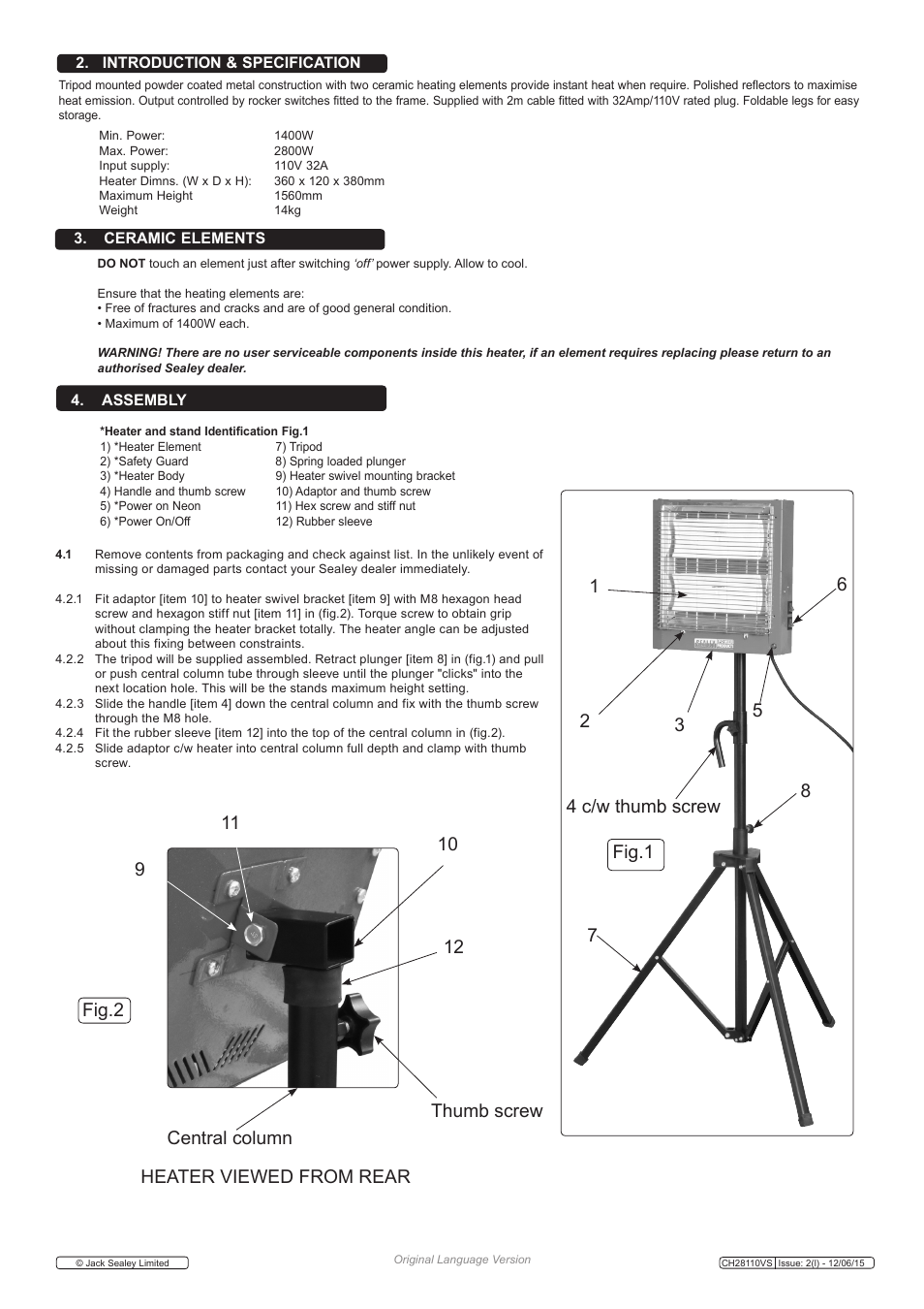 Fig.1 fig.2 | Sealey CH28110VS User Manual | Page 2 / 3