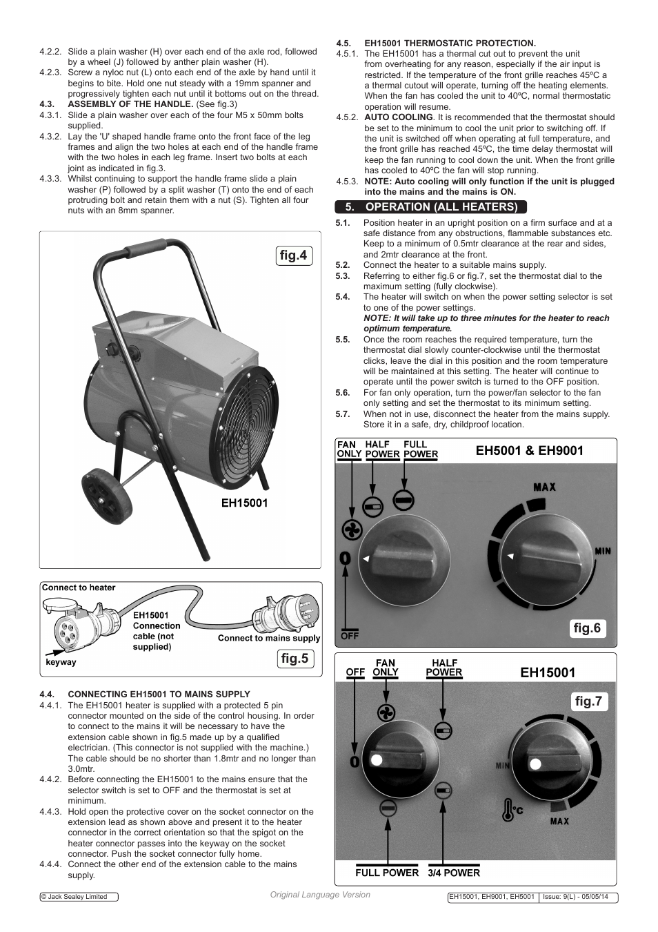Fig.6 fig.4, Fig.5 fig.7, Operation (all heaters) | Sealey EH15001 User Manual | Page 3 / 4