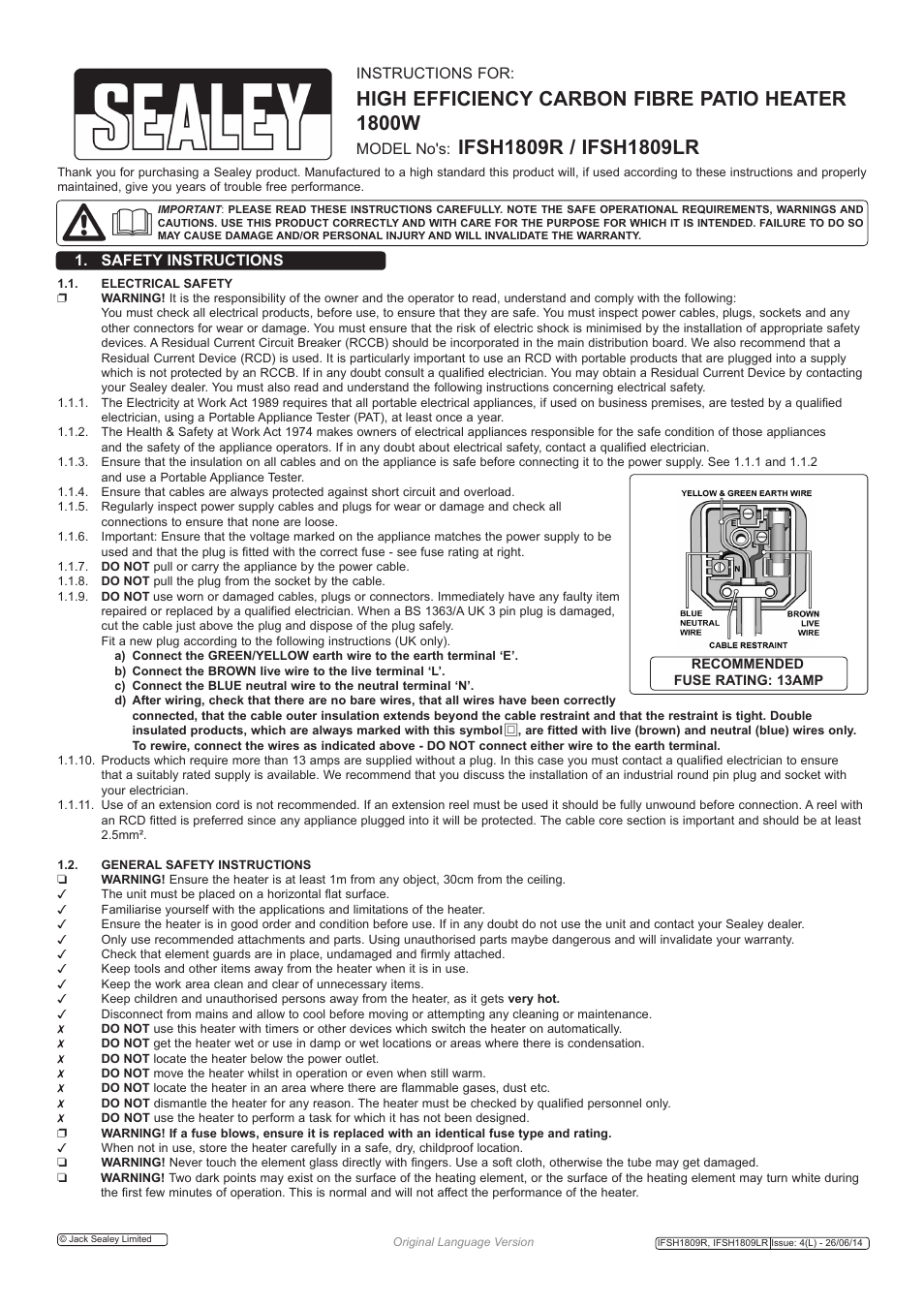 Sealey IFSH1809LR User Manual | 2 pages