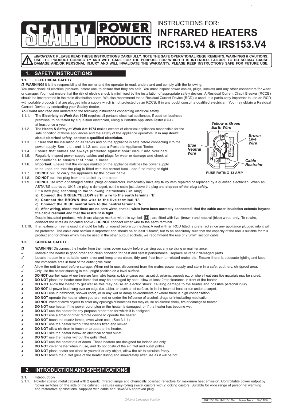 Sealey IRC153 User Manual | 2 pages
