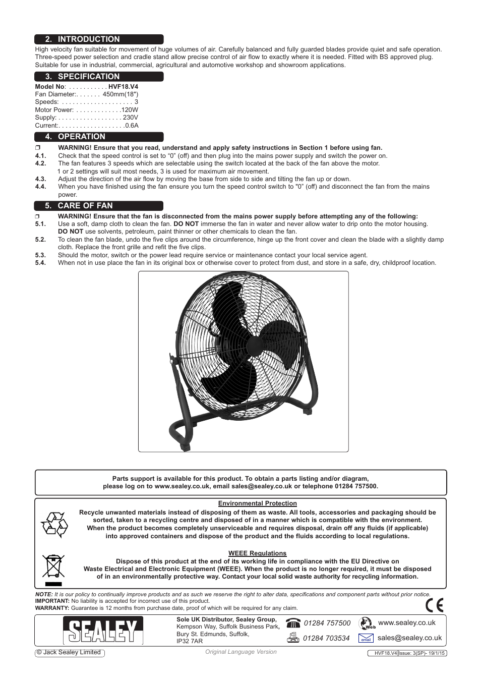 Sealey HVF18 User Manual | Page 2 / 2