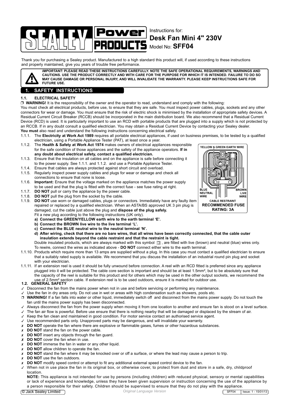 Sealey SFF04 User Manual | 2 pages