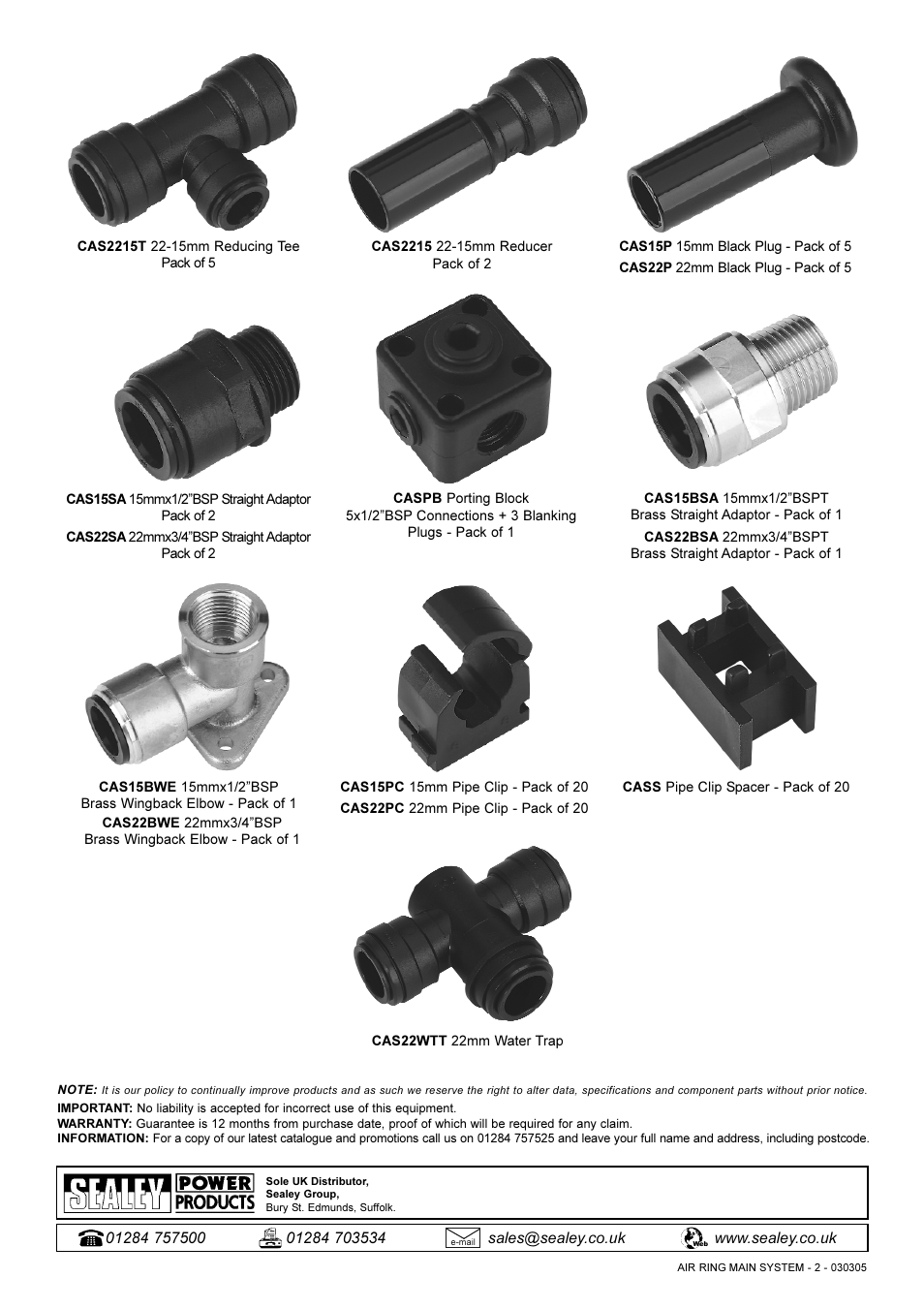 Sealey CAS15BSA User Manual | Page 3 / 3