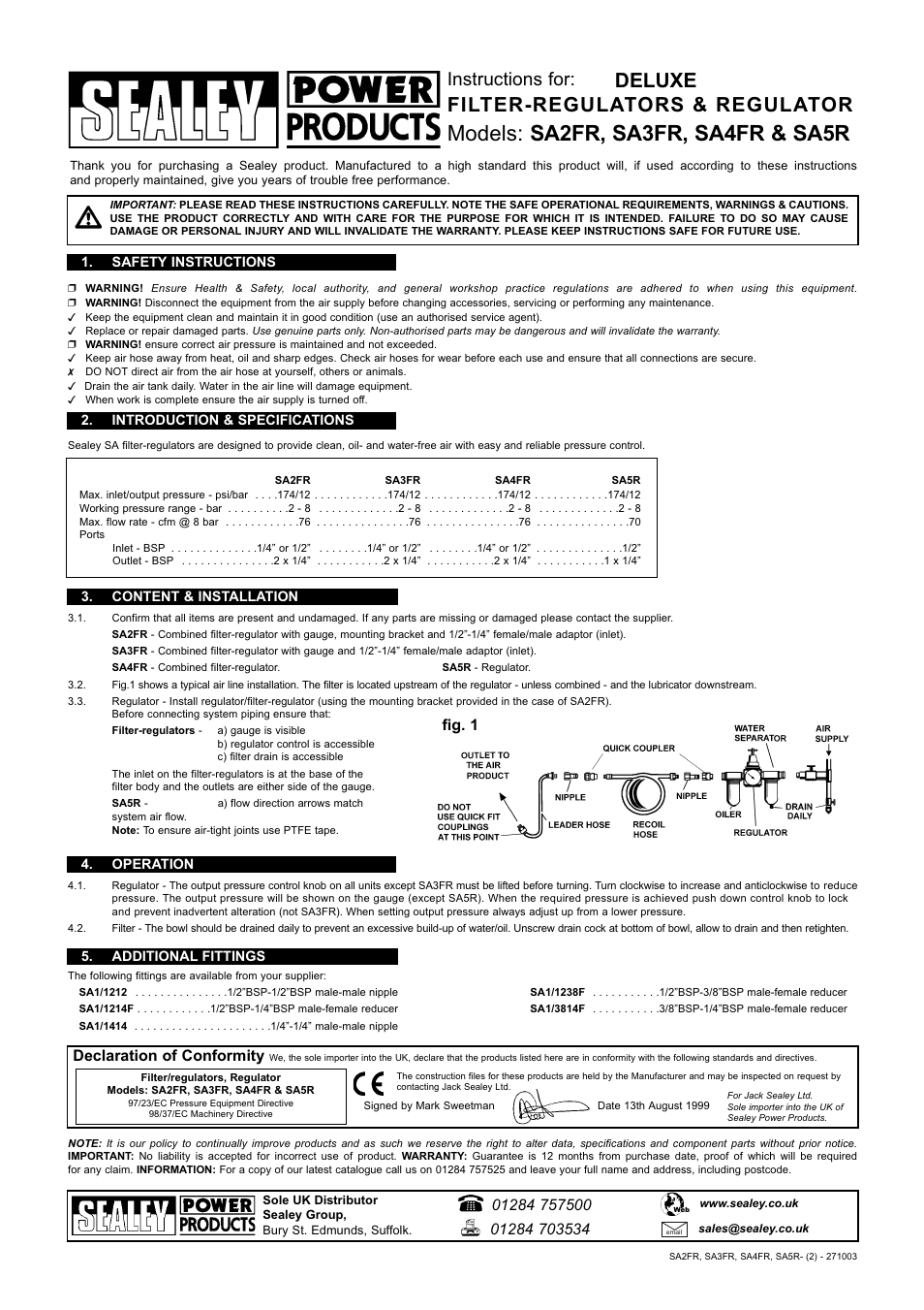 Sealey SA5R User Manual | 1 page