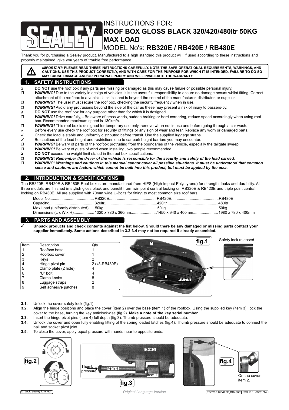 Sealey RB320E User Manual | 2 pages