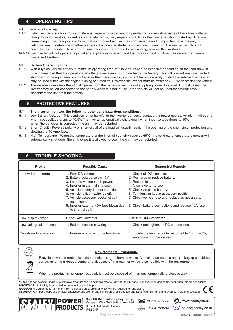 Sealey PI300 User Manual | Page 3 / 3