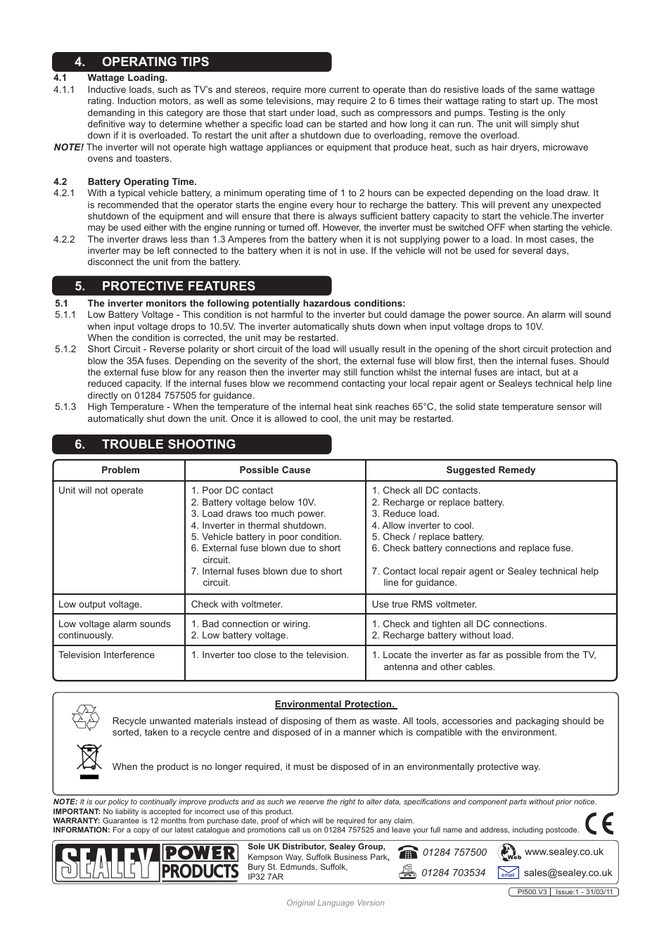 Sealey PI500 User Manual | Page 3 / 4