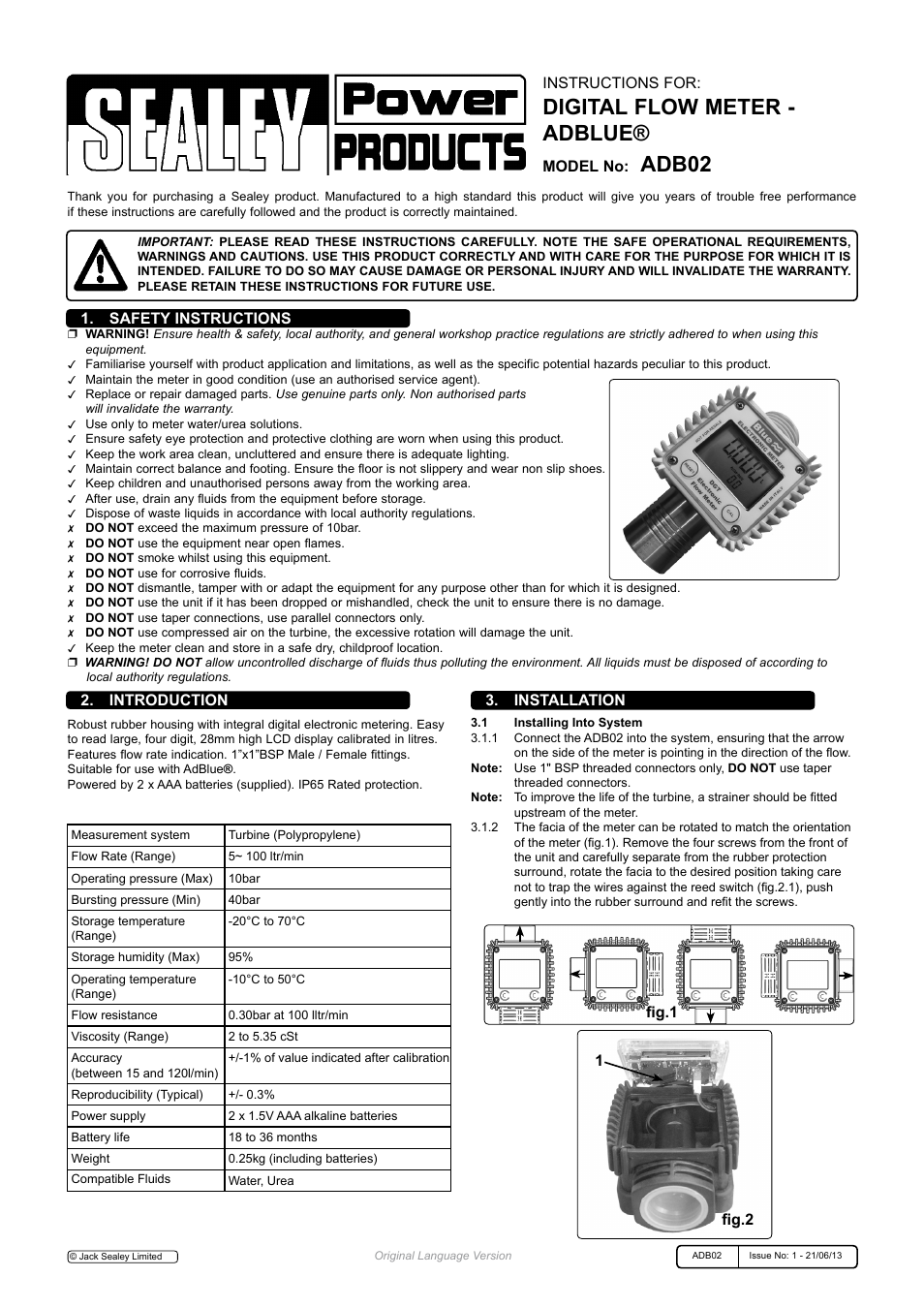 Sealey ADB02 User Manual | 6 pages