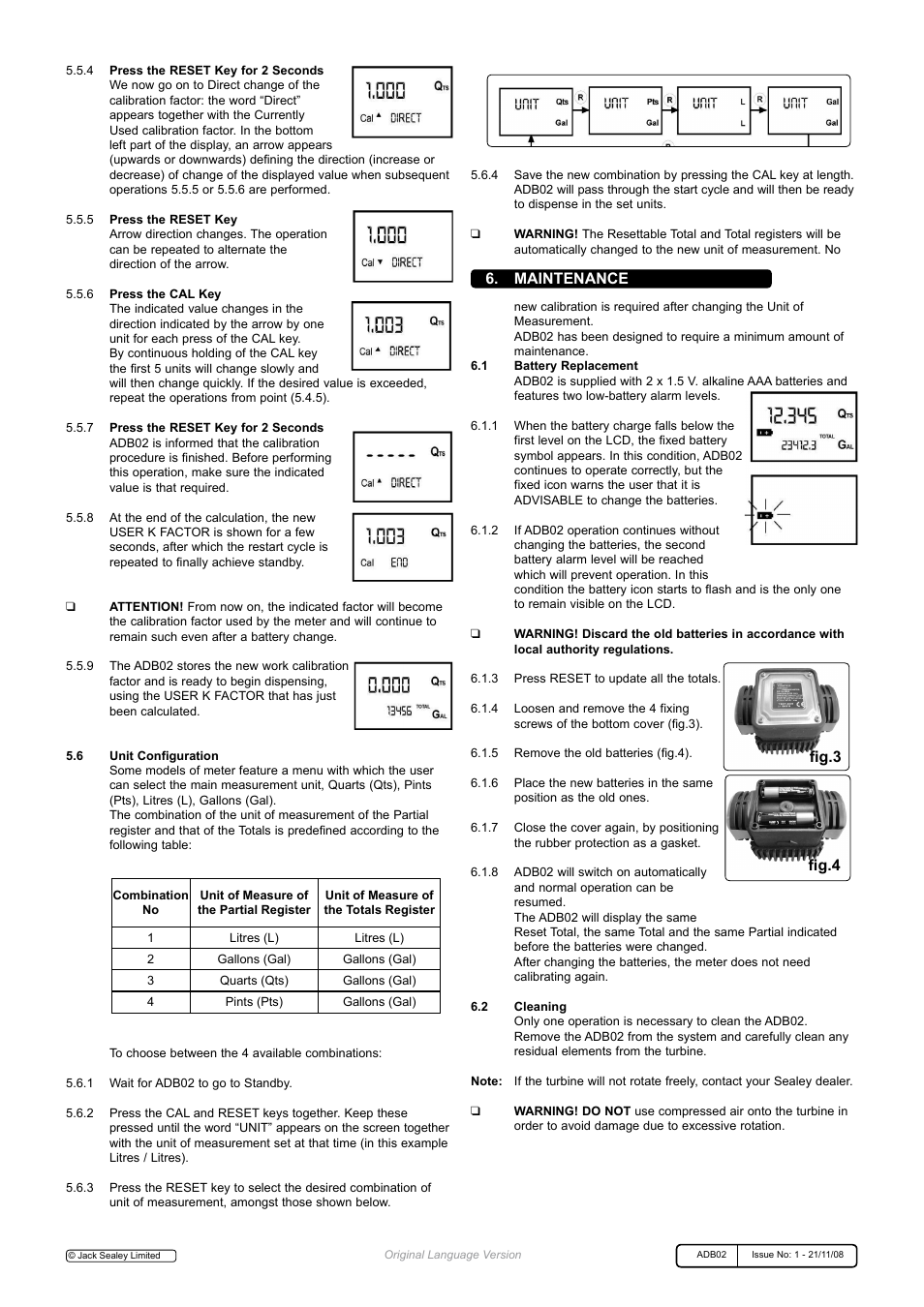 Maintenance, Fig.4 fig.3 | Sealey ADB02 User Manual | Page 5 / 6