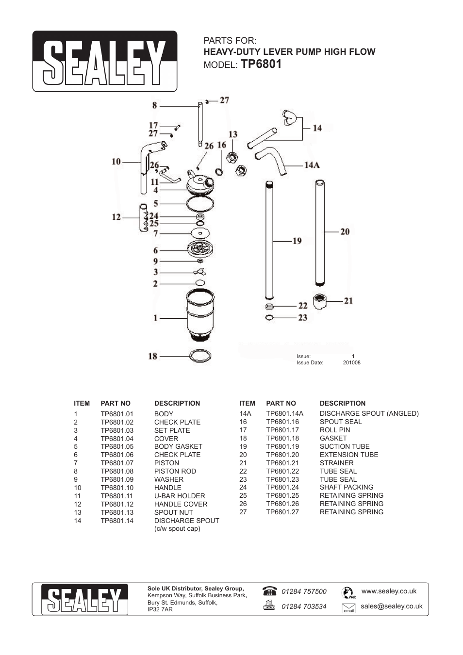 Sealey TP6801 User Manual | Page 2 / 2
