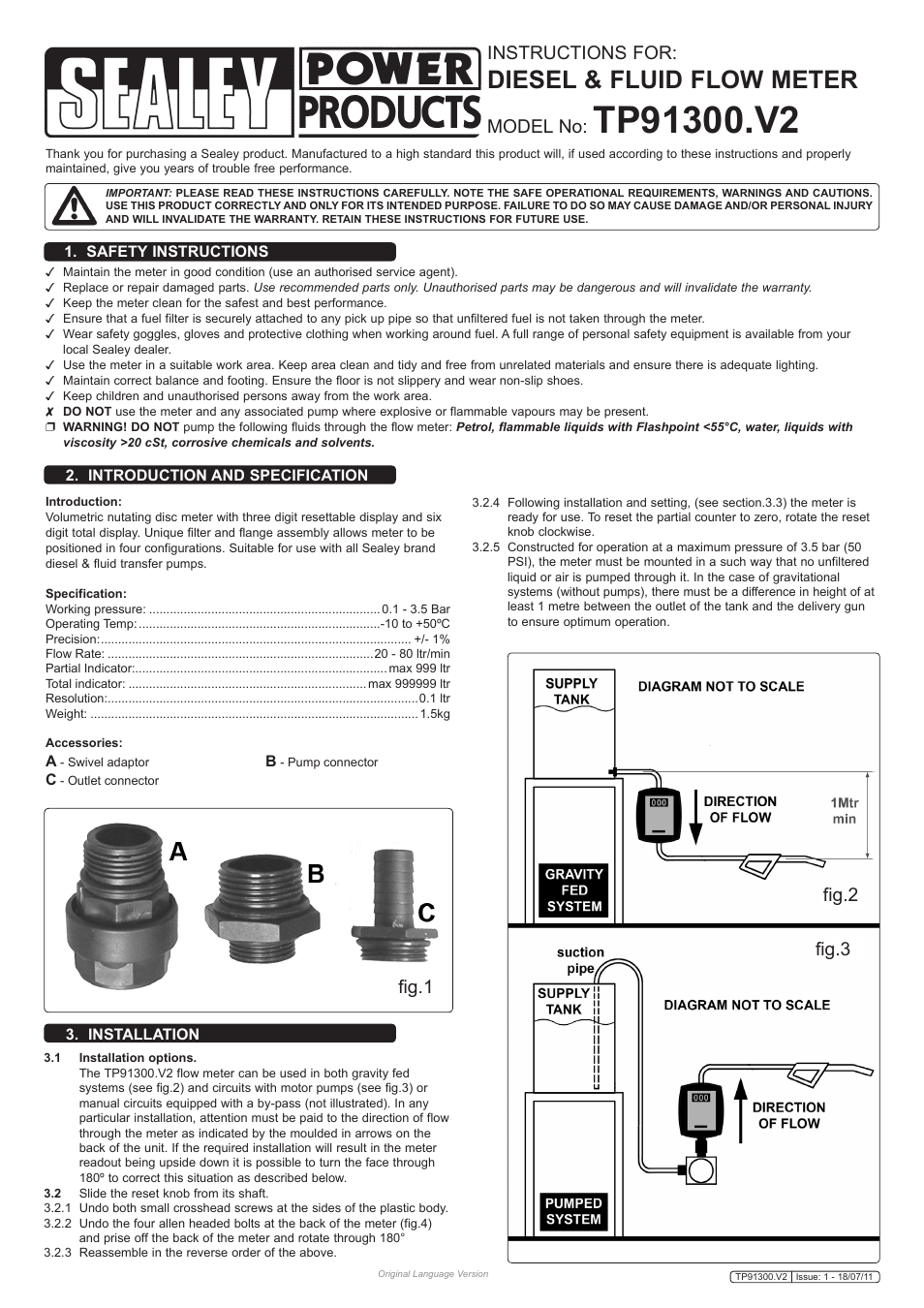 Sealey TP91300 User Manual | 3 pages