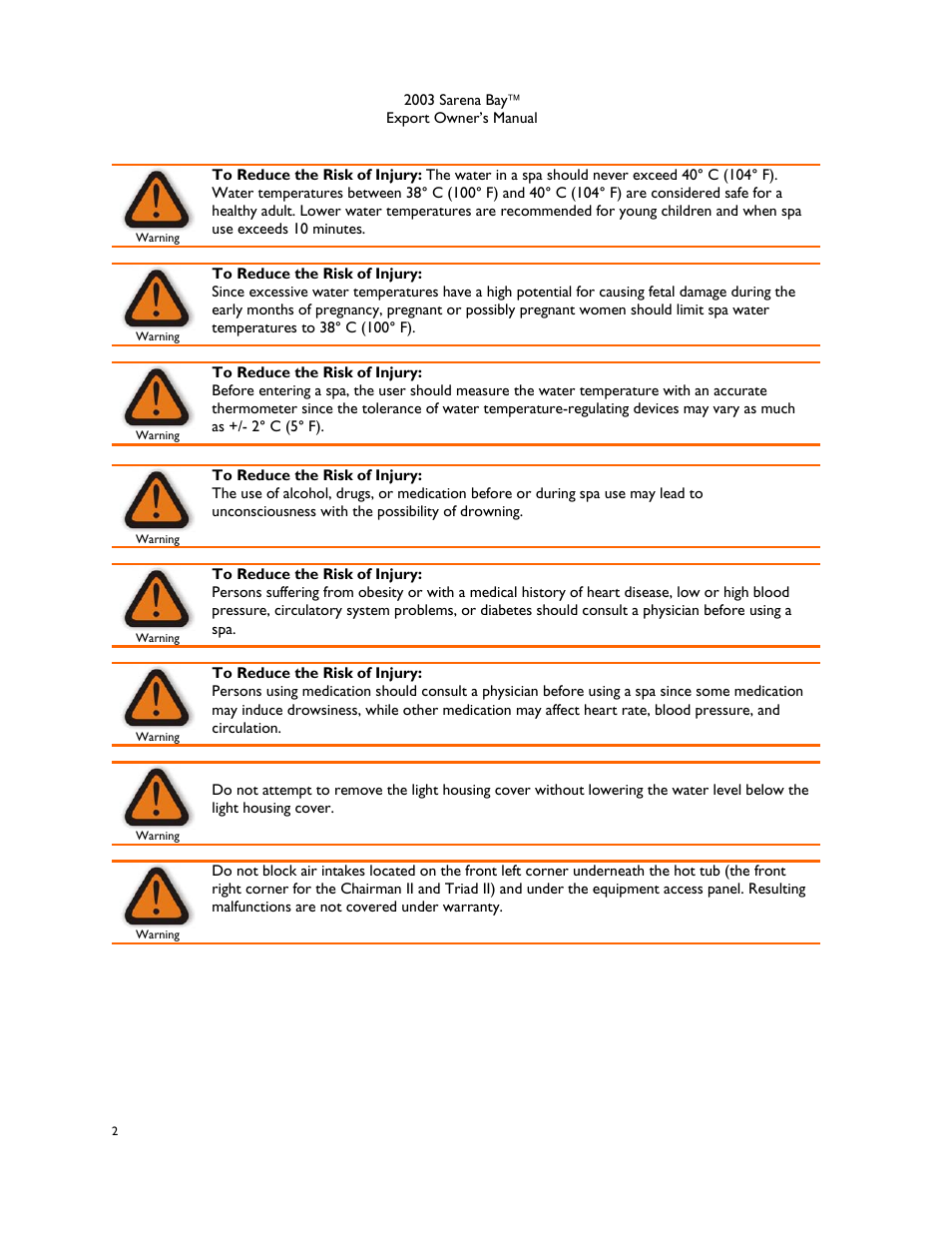 Dimension One Spas Sarena Bay User Manual | Page 8 / 56