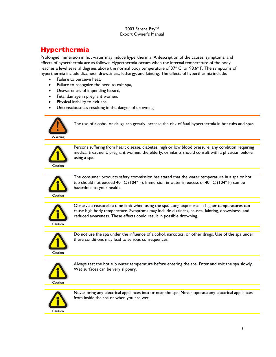 Hyperthermia | Dimension One Spas Sarena Bay User Manual | Page 9 / 56