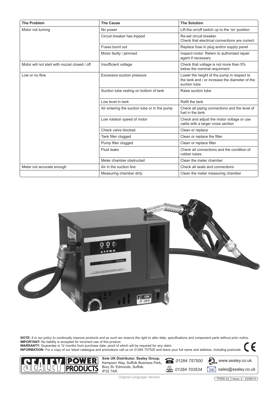 Sealey TP955 User Manual | Page 4 / 4