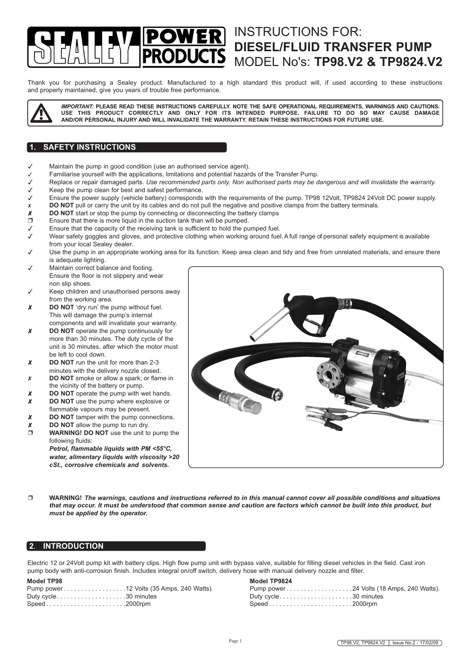 Sealey TP98 User Manual | 3 pages