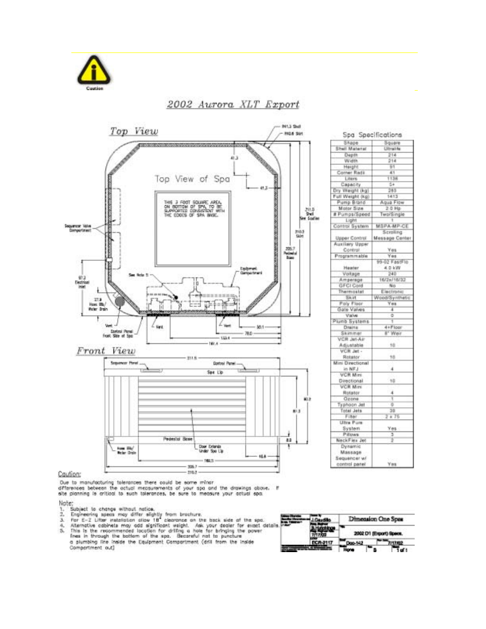 Aurora xlt | Dimension One Spas Home Hot Tubs User Manual | Page 14 / 36
