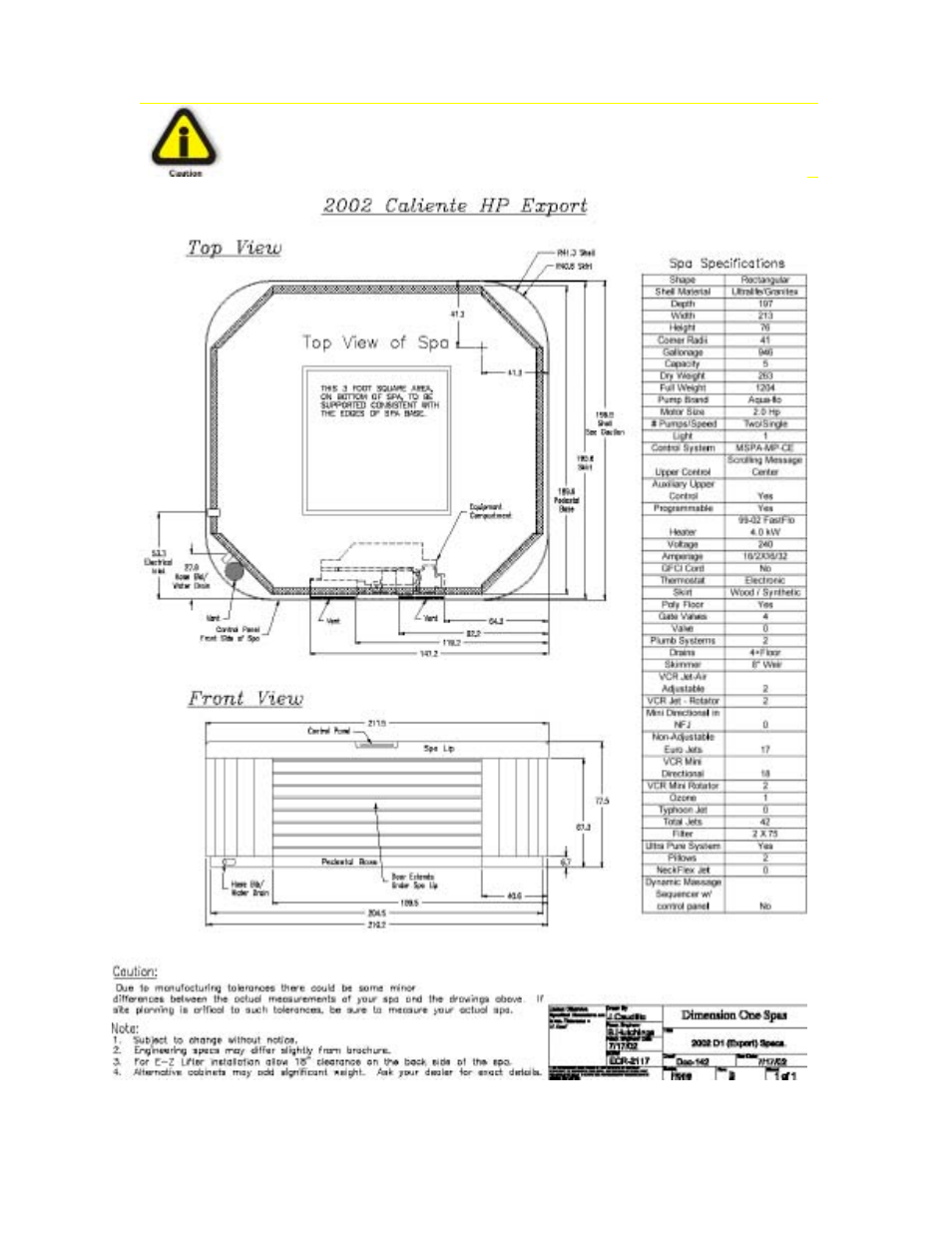 Caliente hp | Dimension One Spas Home Hot Tubs User Manual | Page 16 / 36