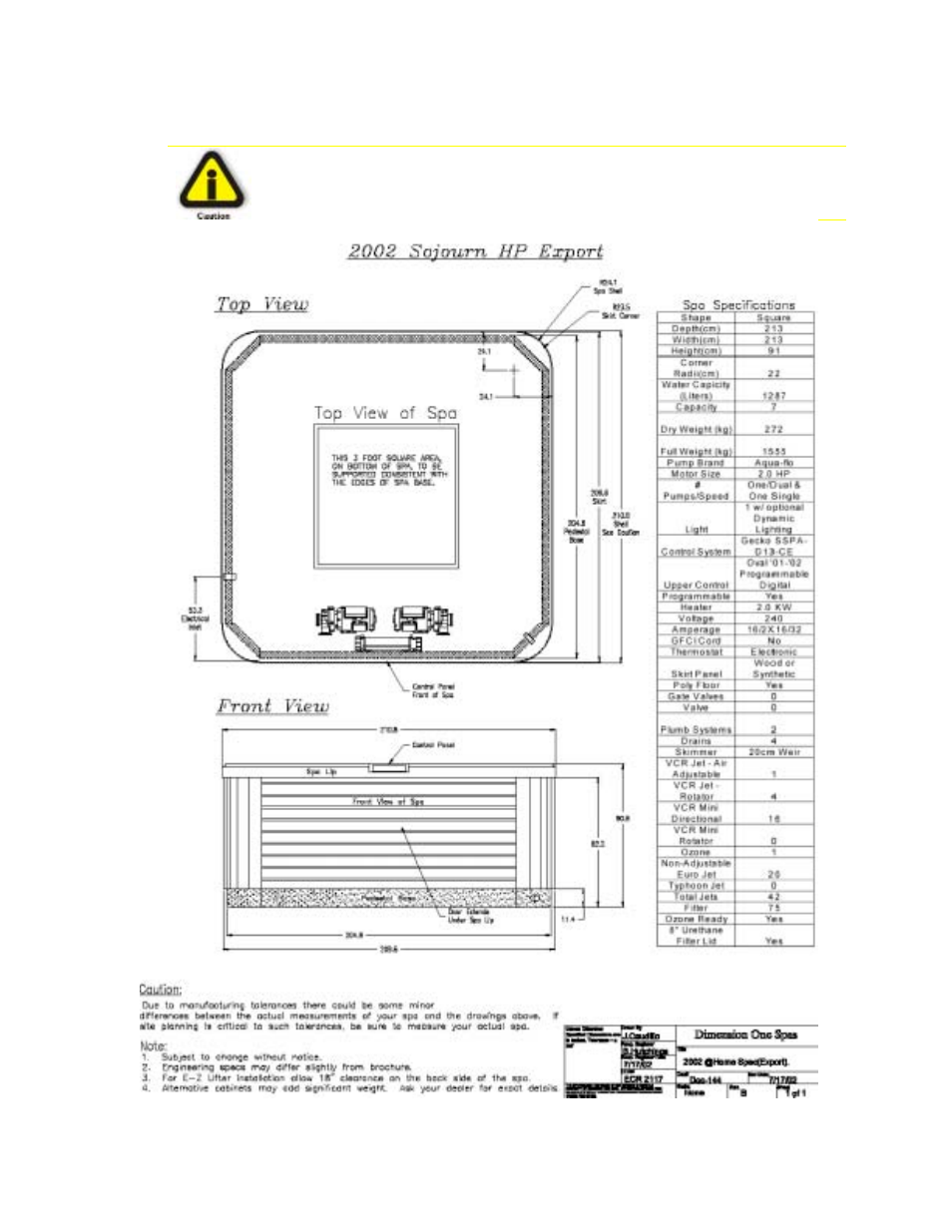Sojourn hp | Dimension One Spas Home Hot Tubs User Manual | Page 29 / 36