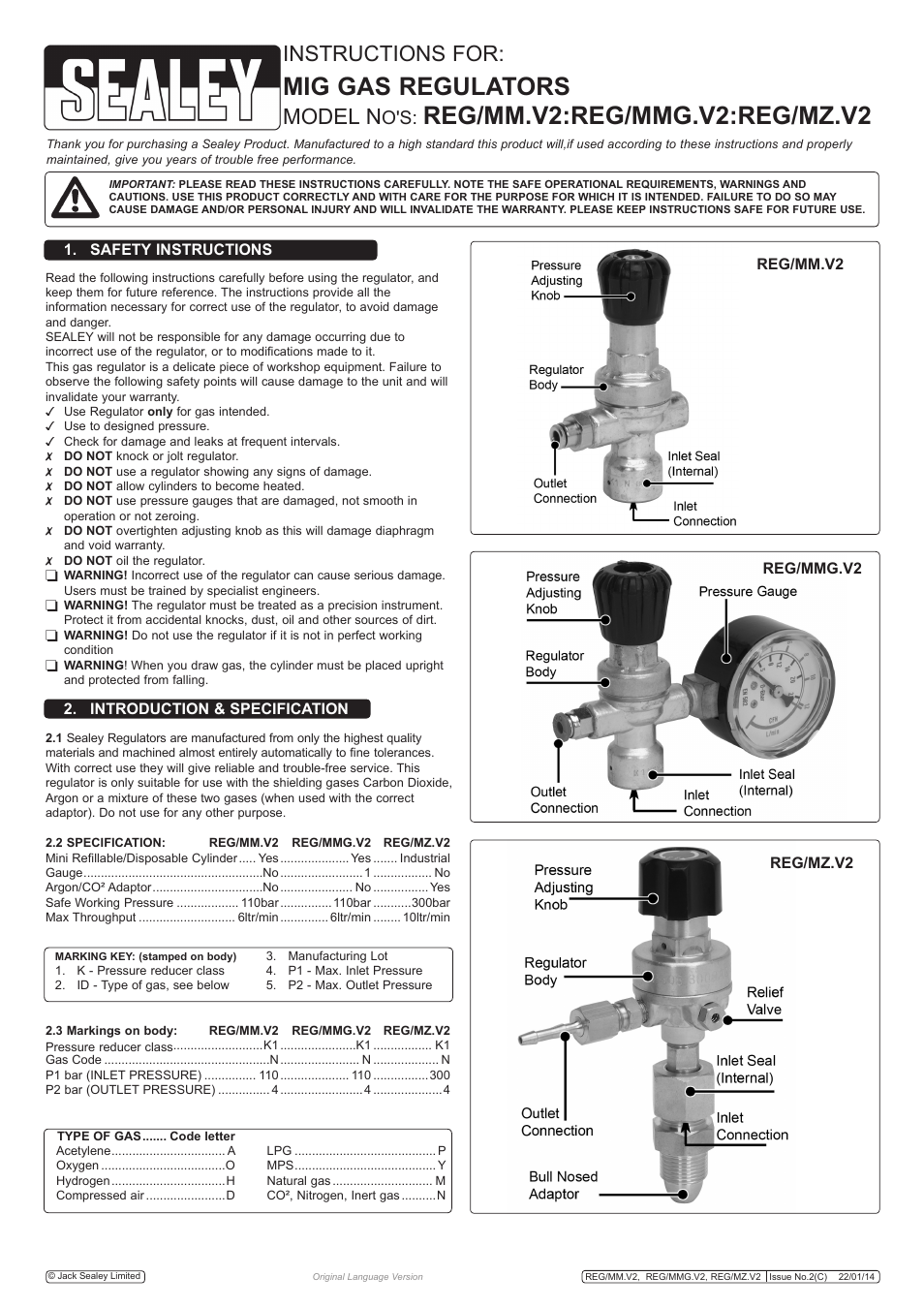 Sealey REG/MM User Manual | 2 pages