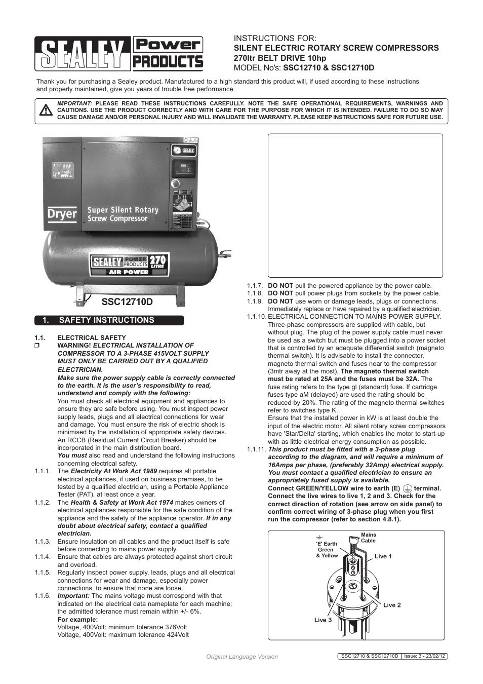 Sealey SSC12710 User Manual | 14 pages