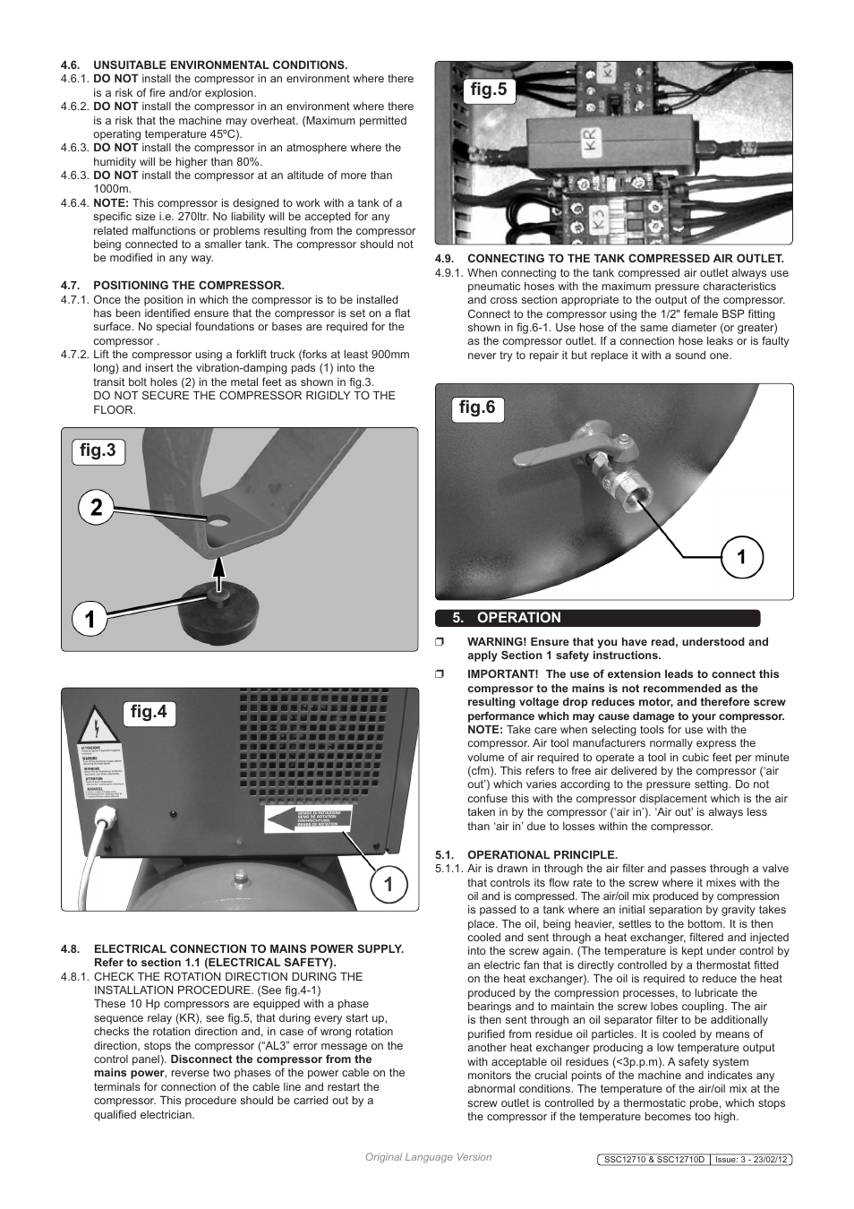 Fig.3 fig.4 fig.5, Fig.6, Operation | Sealey SSC12710 User Manual | Page 5 / 14