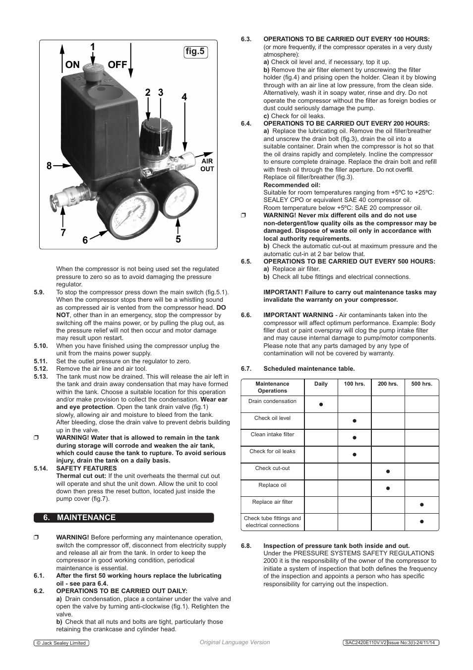 Fig.5 | Sealey SAC2420E110V User Manual | Page 3 / 4