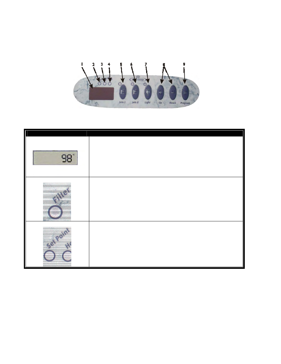 Operation, The control panel | Dimension One Spas Hot Tub User Manual | Page 11 / 22