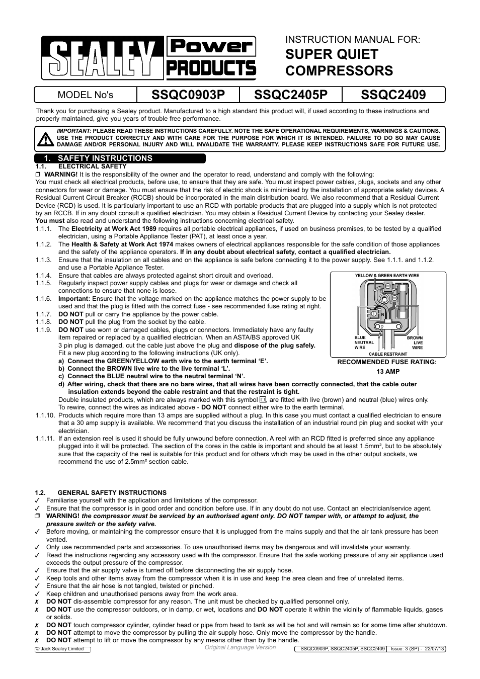 Sealey SSQC0903P User Manual | 5 pages