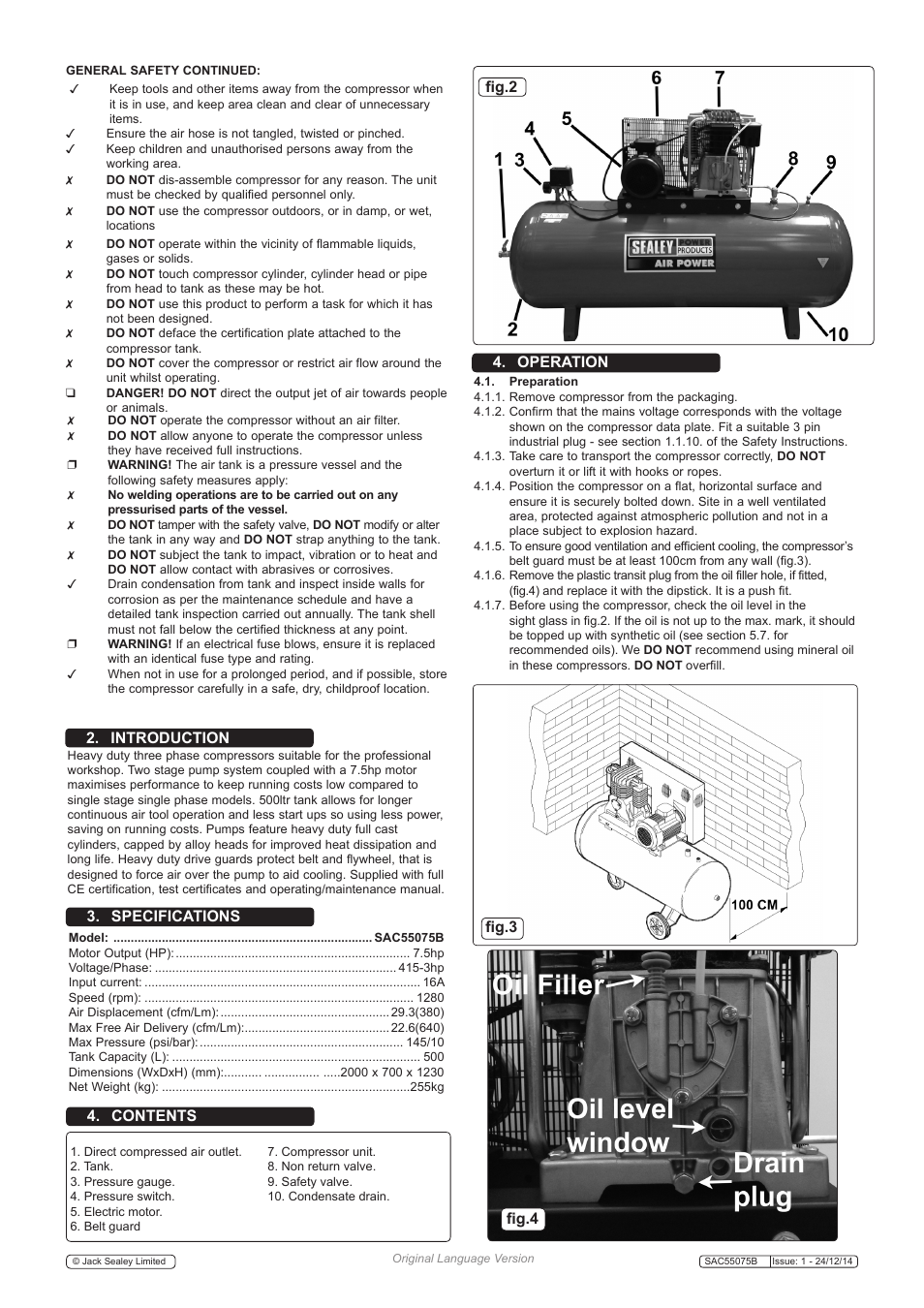 Sealey SAC55075B User Manual | Page 2 / 5