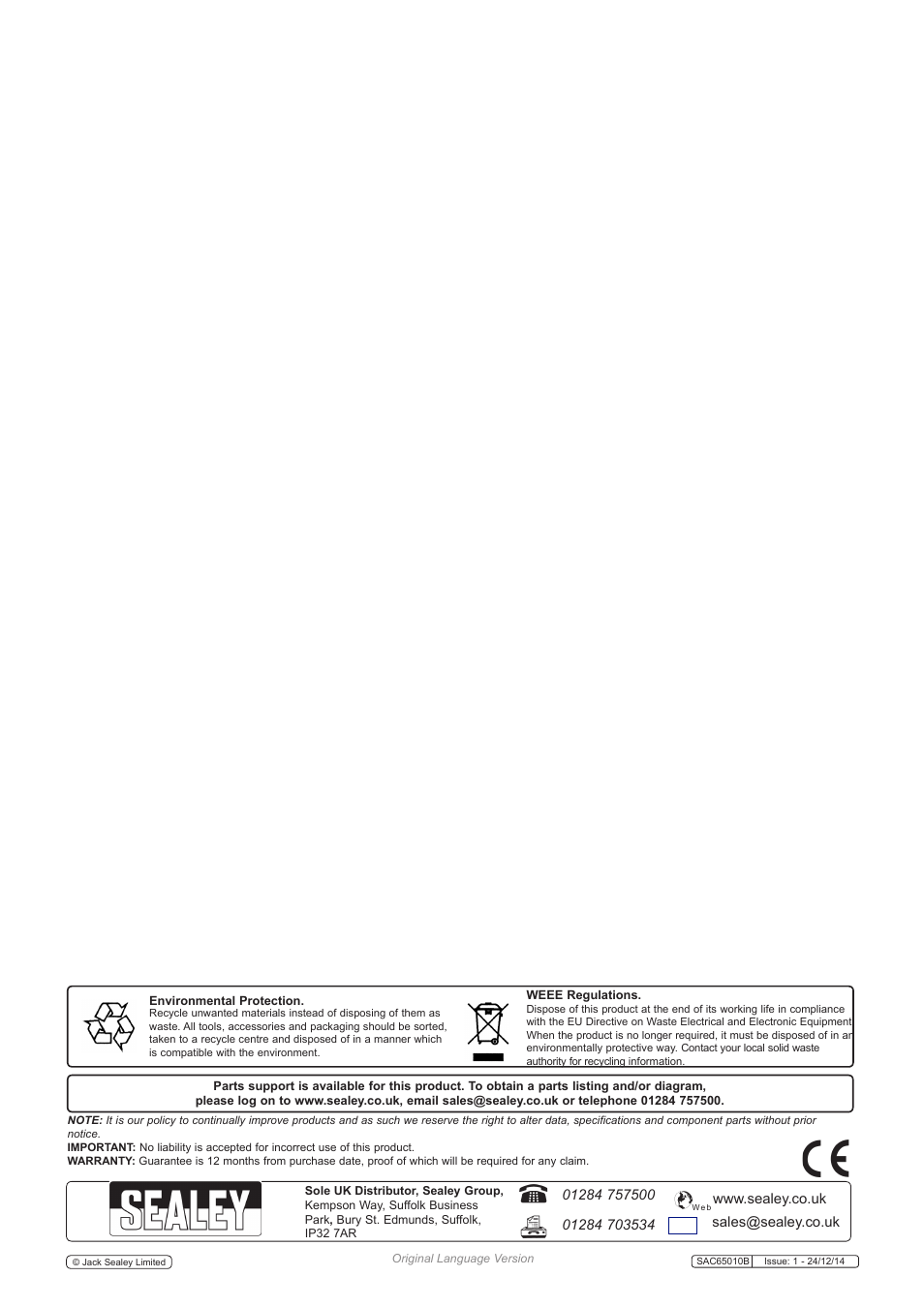 Sealey SAC65010B User Manual | Page 5 / 6
