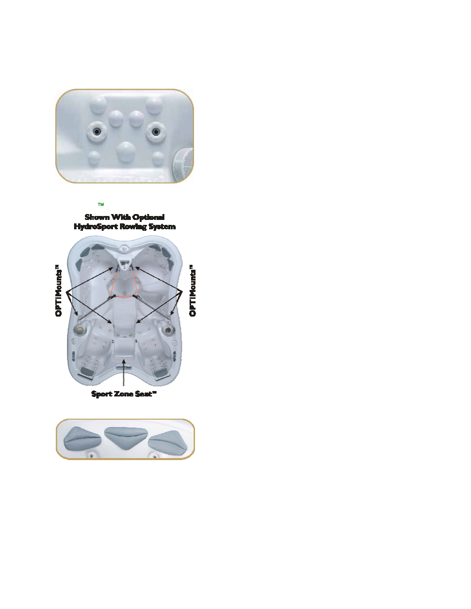 Tactile therapy(patent pending) – all models, Hydrosport\( / optimounts® - sarena bay, Soft tile pillow – all models | Tactile therapy, Patent pending), All models, Hydrosport™ / optimounts® - sarena bay® only | Dimension One Spas Bay Collection User Manual | Page 26 / 72