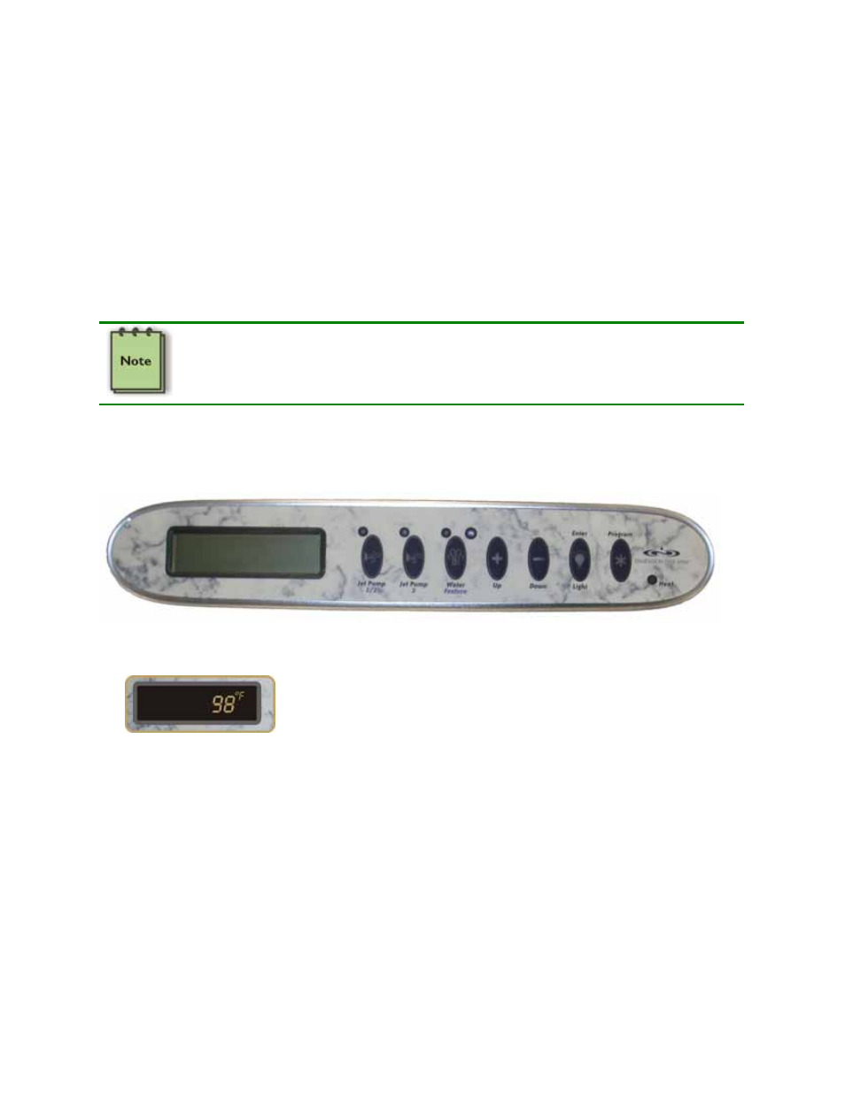 Operation, Using the top side controls, Scrolling message center | Digital display window, Scrolling message center section | Dimension One Spas Bay Collection User Manual | Page 30 / 72