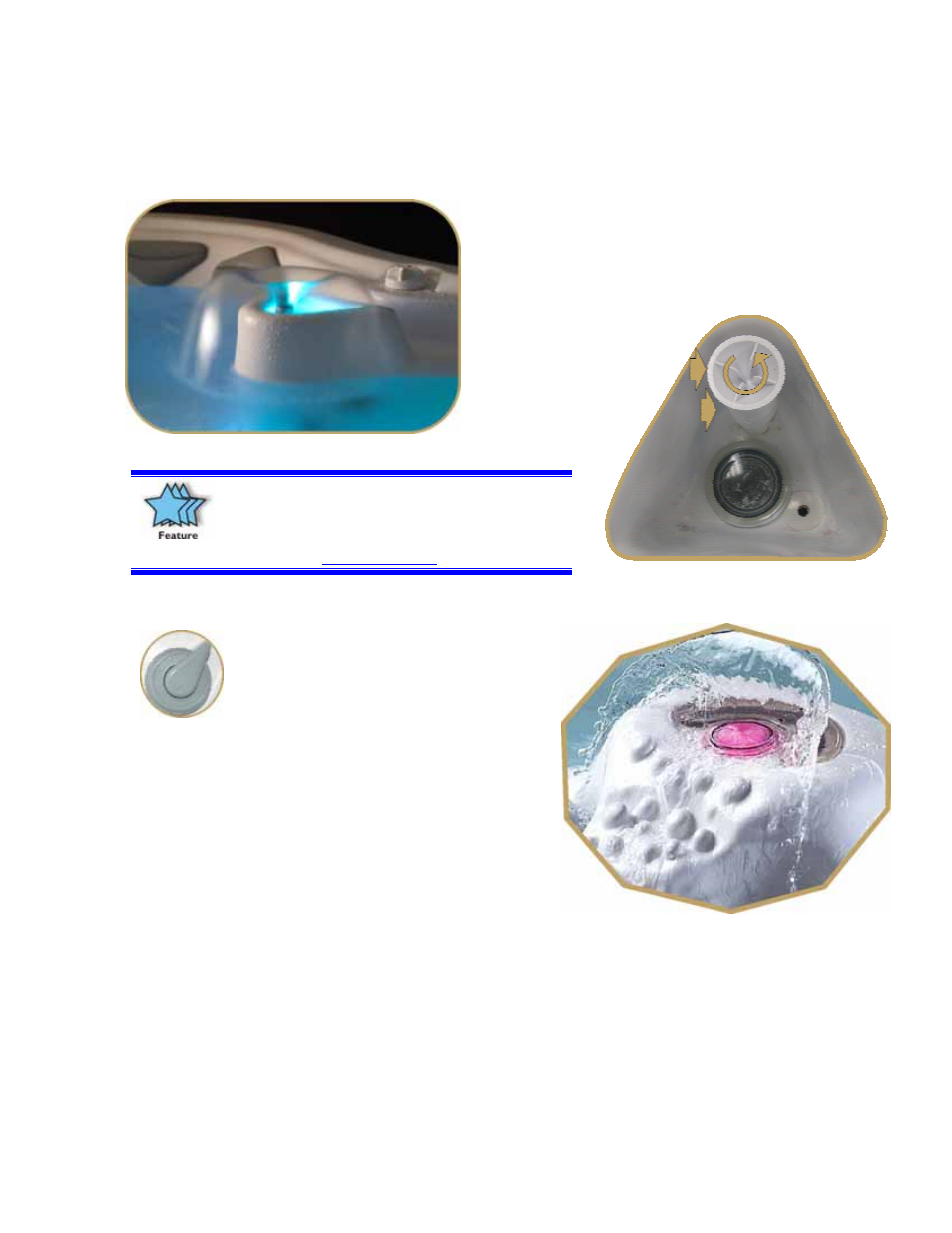 Adjusting the fountain – sarena bay® only, Adjusting the fountain – lotus bay™ only | Dimension One Spas Bay Collection User Manual | Page 45 / 72