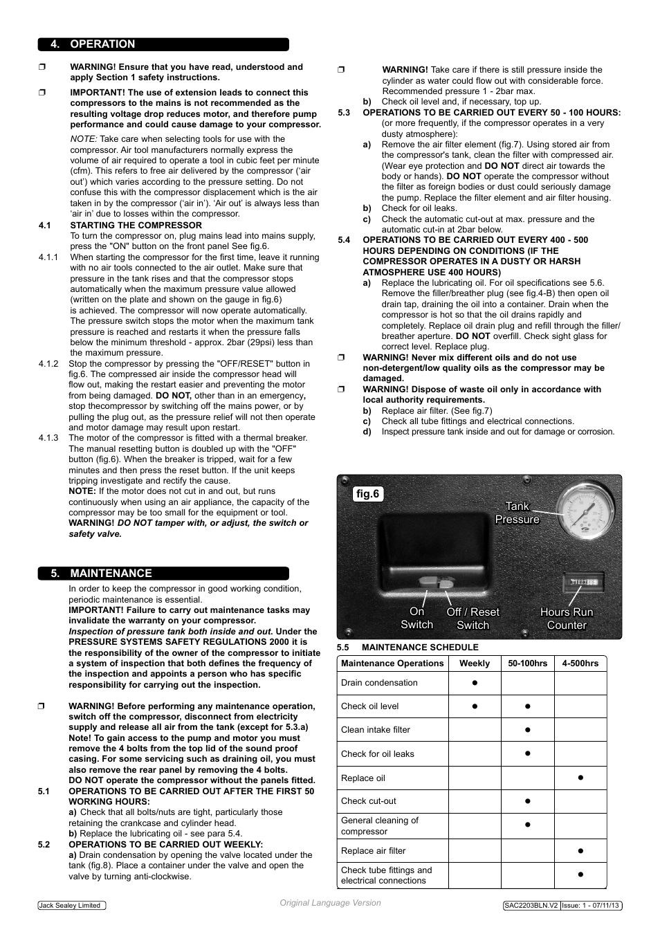 Sealey SAC2203BLN User Manual | Page 3 / 6