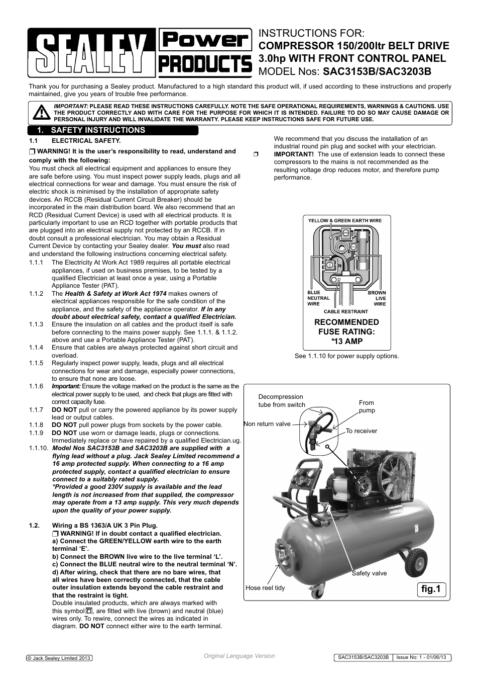 Sealey SAC3153B User Manual | 6 pages